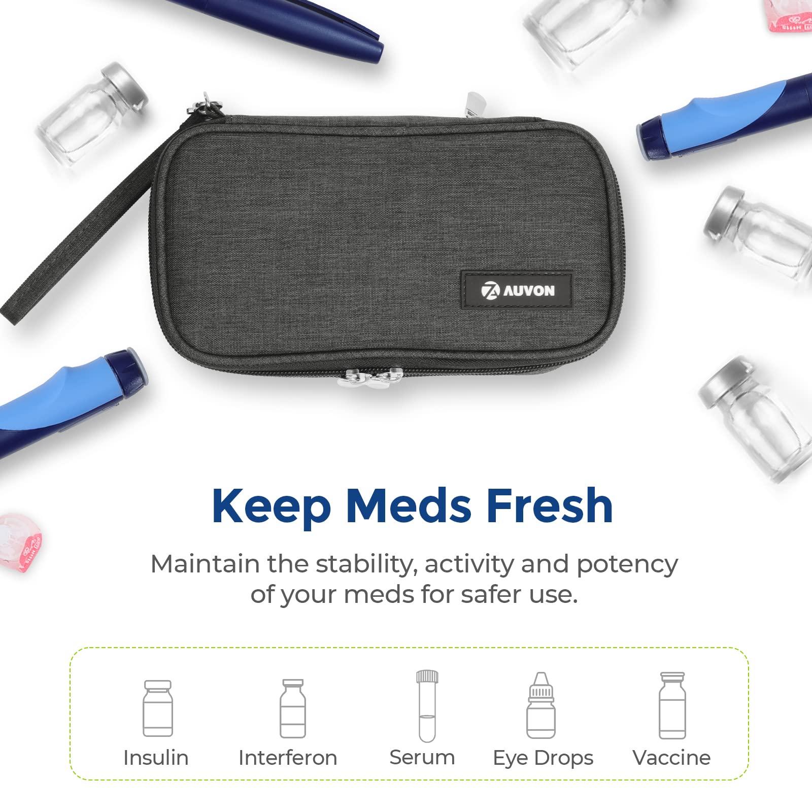 AUVON Insulin Cooler Travel Case, Expandable Insulated Diabetic Bag with 2 * 180g Ice Packs for Double Cooling Time, Portable Medication Cooler Bag for Insulin Pens and Blood Glucose Monitor Supplies - Image 7