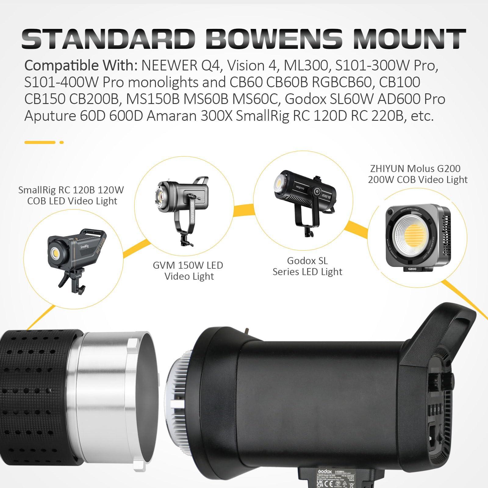 Bowens Mount Spotlight Conical Optical Snoot kit, Photography Studio Lighting Accessory with 34 Gobos & 5 Color Filters Compatible for Aputure Amaran Godox Neewer LED Video Speedlite Light - Image 5