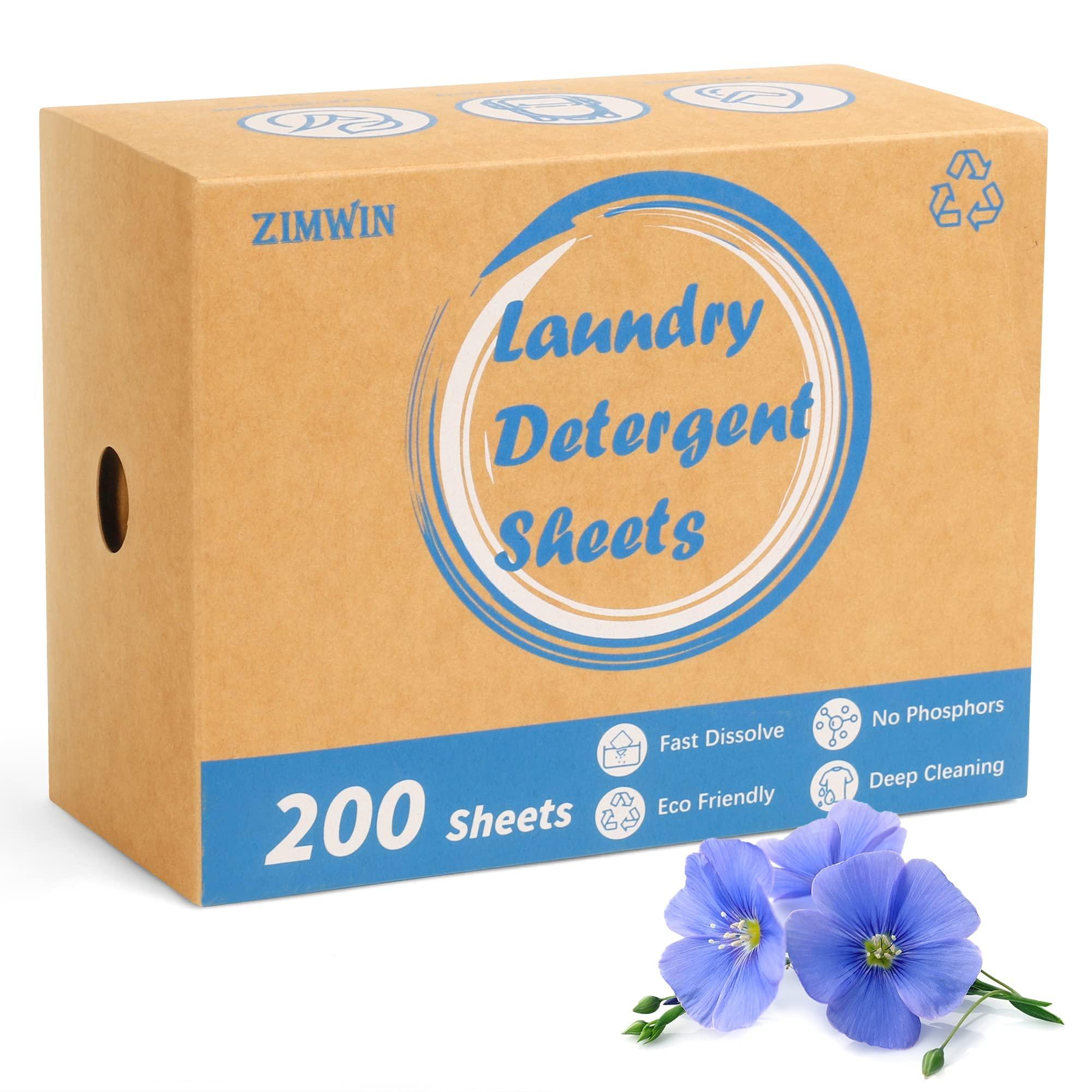 Laundry Detergent Sheets 200 Sheets, Fragrance-Free, Eco-Friendly, Plastic-Free, Hypoallergenic, Liquidless Washing Supplies for Dorm Travel Camping, 200 Loads