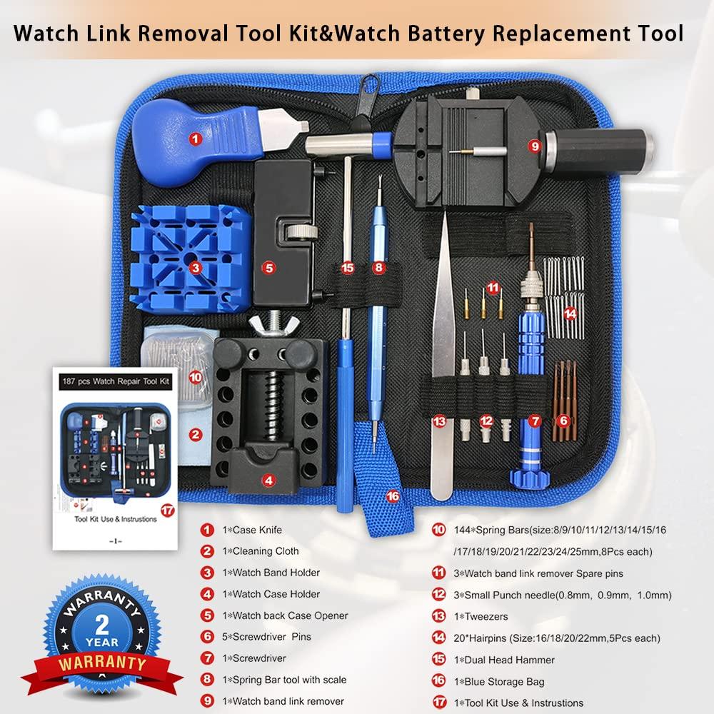 Professional Watch Repair Kit, GLDCAPA Watch Battery Replacement Kit, Watch Repair Tools with Carrying Case, Watch Link Removal Tool Kit, Watch Case Opener, Watch Press Set with 60pcs Watch Battery - Image 7