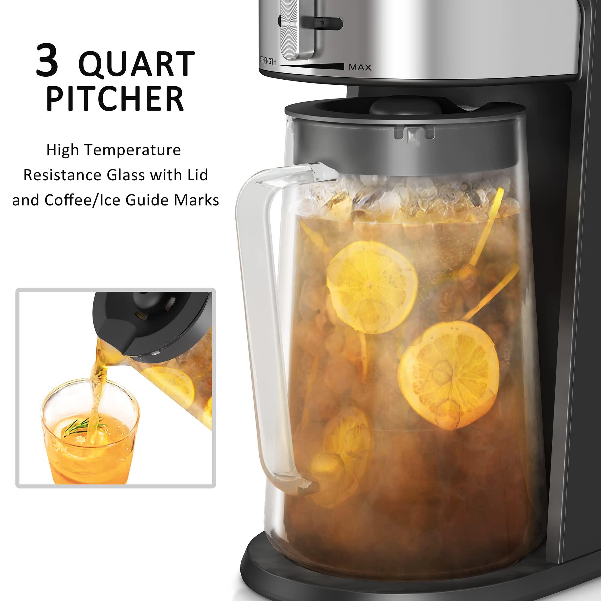 wirsh Iced Tea Maker with 3QT Pitcher, Iced Coffee Maker with Strength Control and Reusable Filter, Perfect For Iced Coffee, Latte, Tea, Lemonade, Flavored Water, Black - Image 4