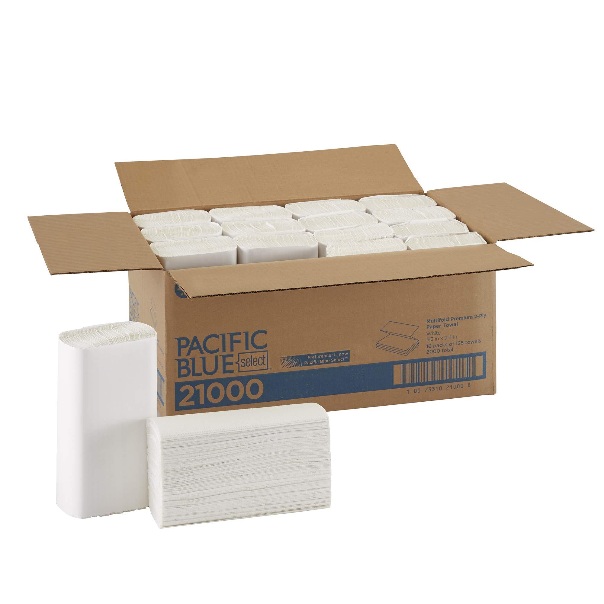 Pacific Blue Select Multifold Premium 2-Ply Paper Towels by GP PRO (Georgia-Pacific),White, 21000,125 Paper Towels Per Pack,16 Packs Per Case