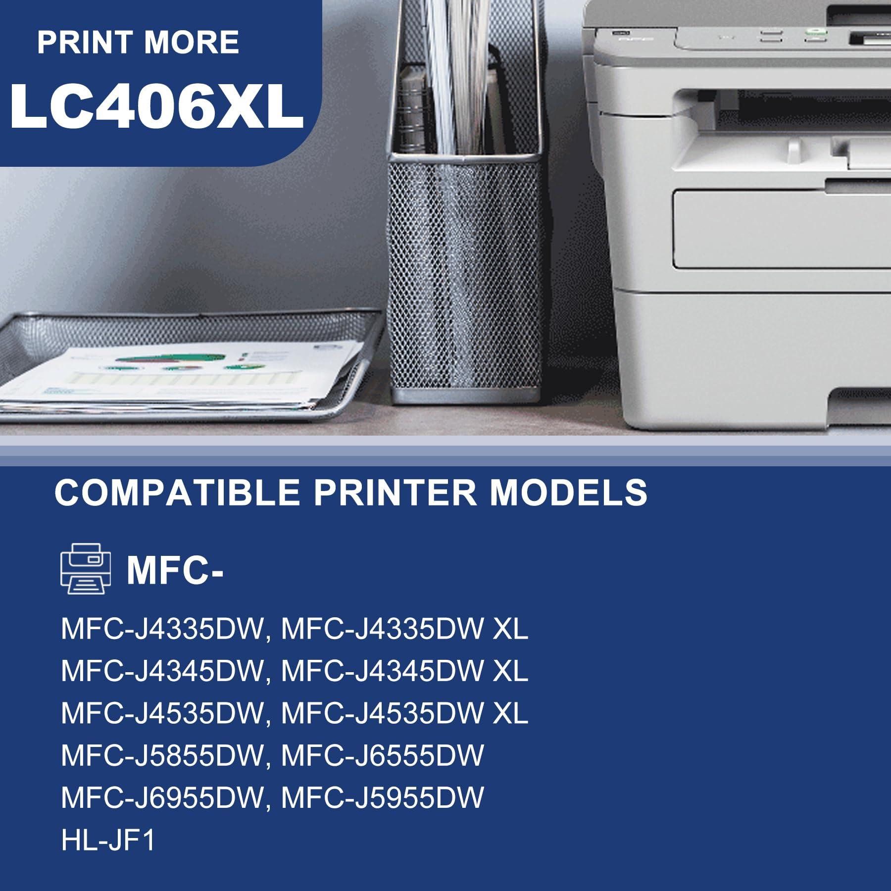 LC406XL Ink Cartridges 5-Pack (2BK/C/M/Y) Replacement for Brother LC406XL High Yield Ink Cartridges for use with MFC-J4535DW MFC-J4335DW MFC-J5855DW MFC-J6555DW Printers - Image 2