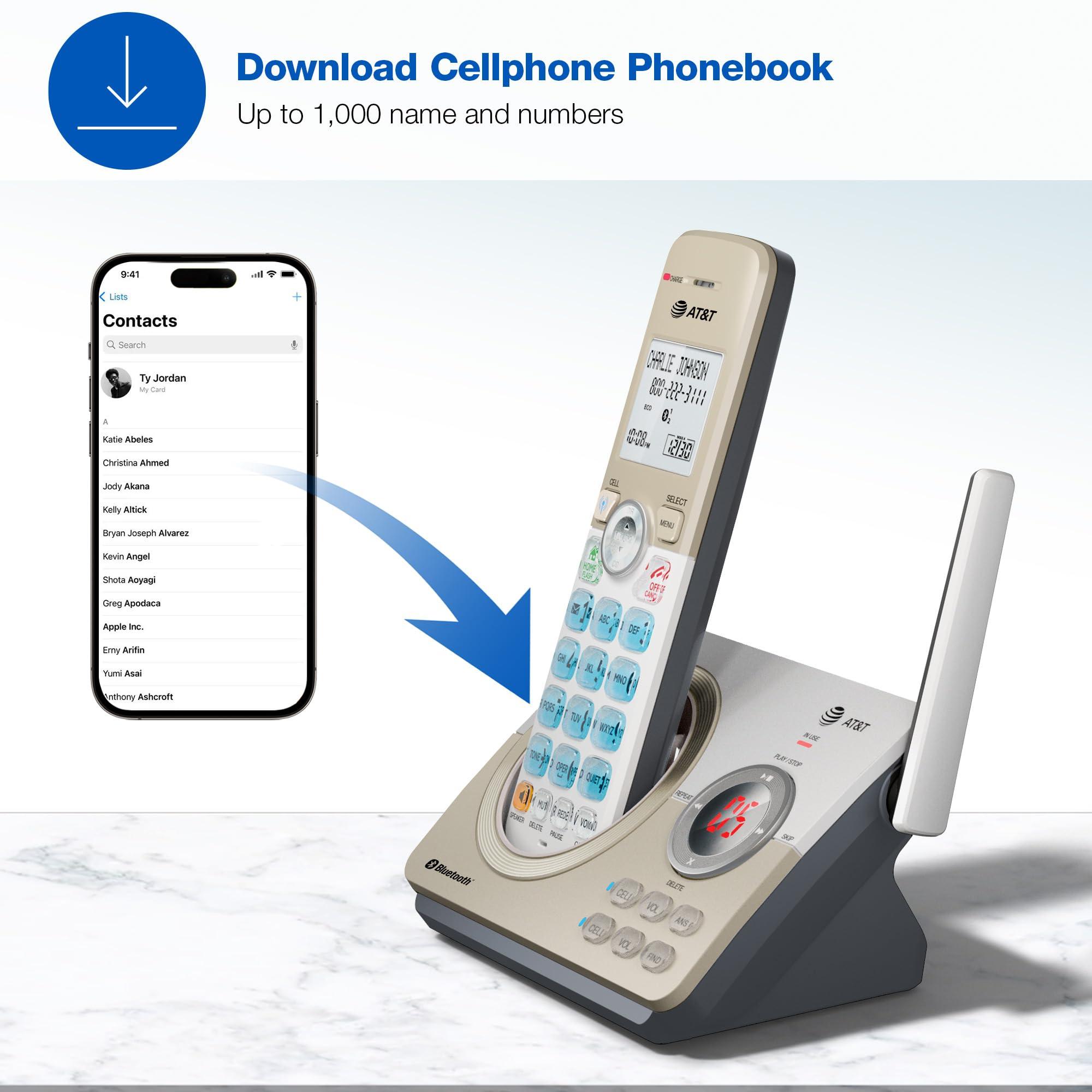 AT&T DL72219 DECT 6.0 2-Handset Cordless Phone for Home with Connect to Cell, Call Blocking, 1.8" Backlit Screen, Big Buttons, intercom, and Unsurpassed Range - Image 8