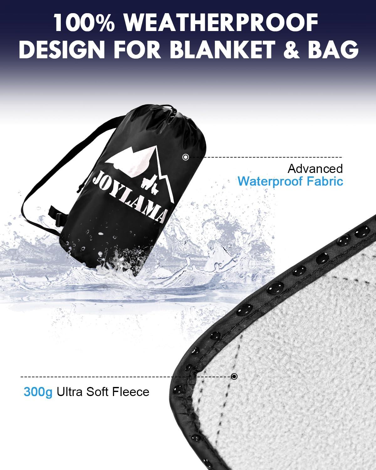 JOYLAMA Outdoor Camping Blanket, Fleece Waterproof Stadium Blanket with Portable Bag, Lightweight for Cold Weather, Sports, Pet, Beach, Picnic, Stadium, Travel, Car, 79 * 54inch - Image 4
