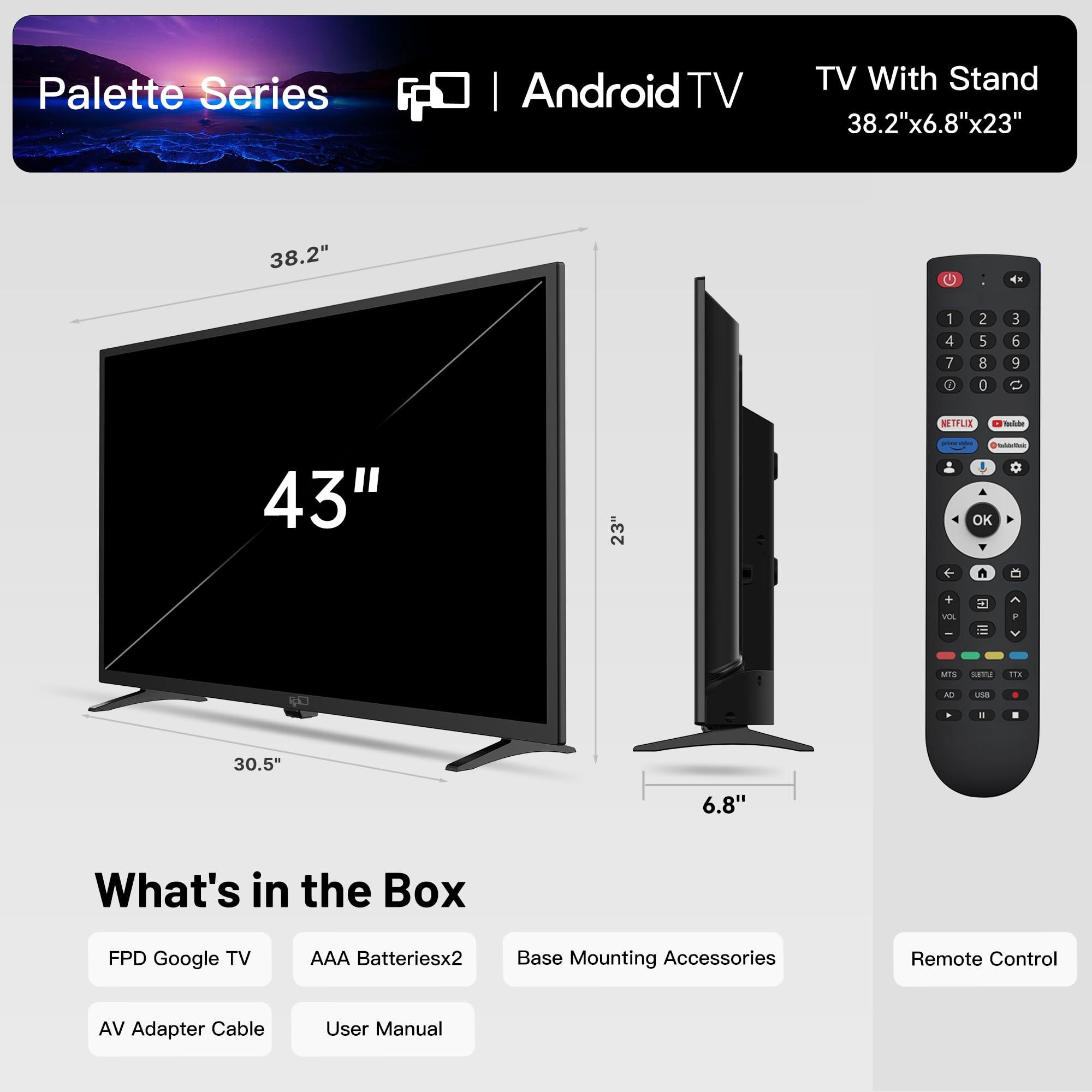FPD Palette-Series 43 Inch LED Television, Smart TV, Google Cast Built in, Streaming Live, Android TV, WiFi, Full HD, 1080p, Flat Screen, Frame, Ultra Thin, HDR10, Bluetooth, Vesa, Hdmi, 2025 - Image 8