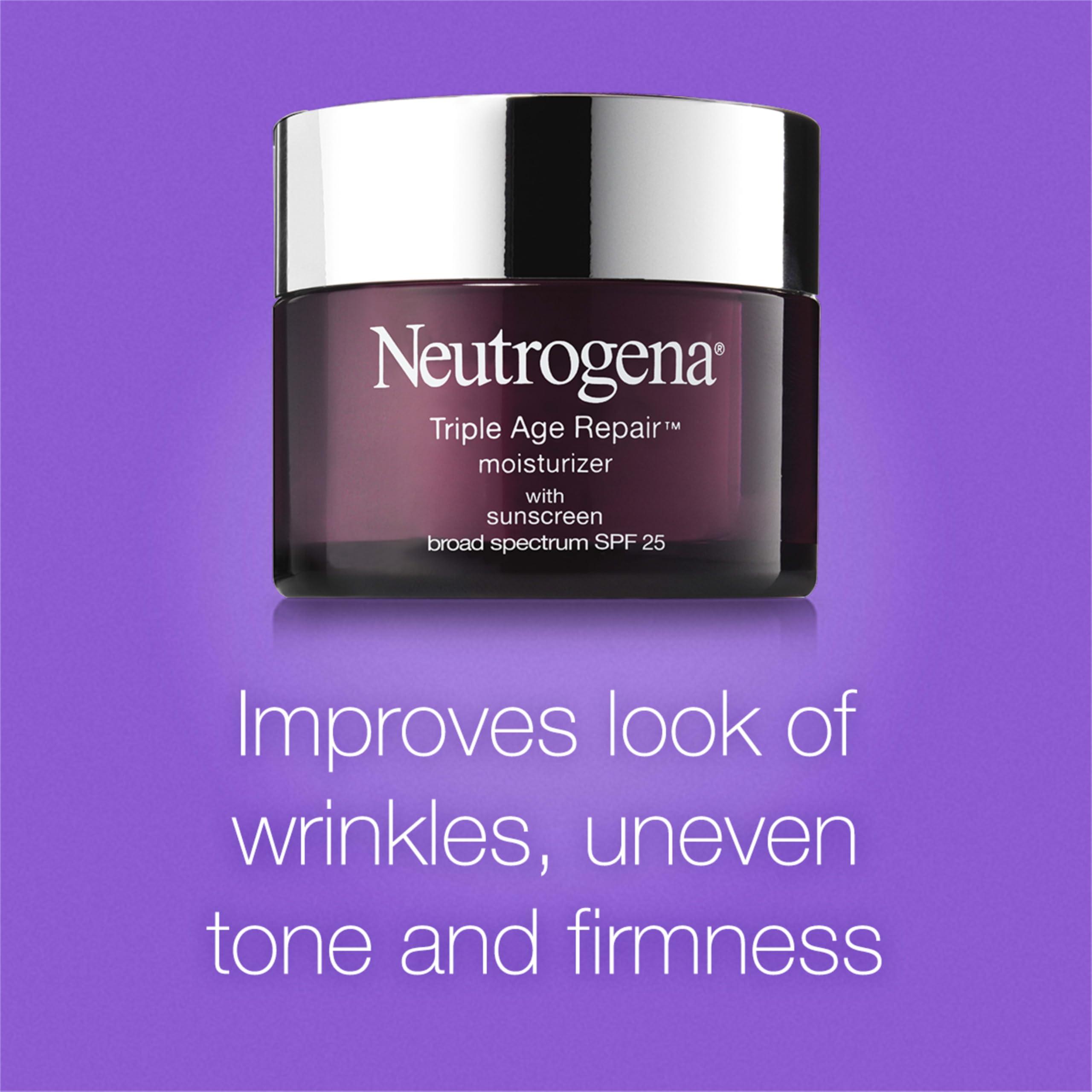 Neutrogena Triple Age Repair Face Moisturizer with SPF 25, 1.7 oz Jar, Anti-Aging Face Cream, SPF Moisturizer & Neck Cream, Anti Wrinkle Lotion for Dark Spots, Glycerin & Shea Butter - Image 4