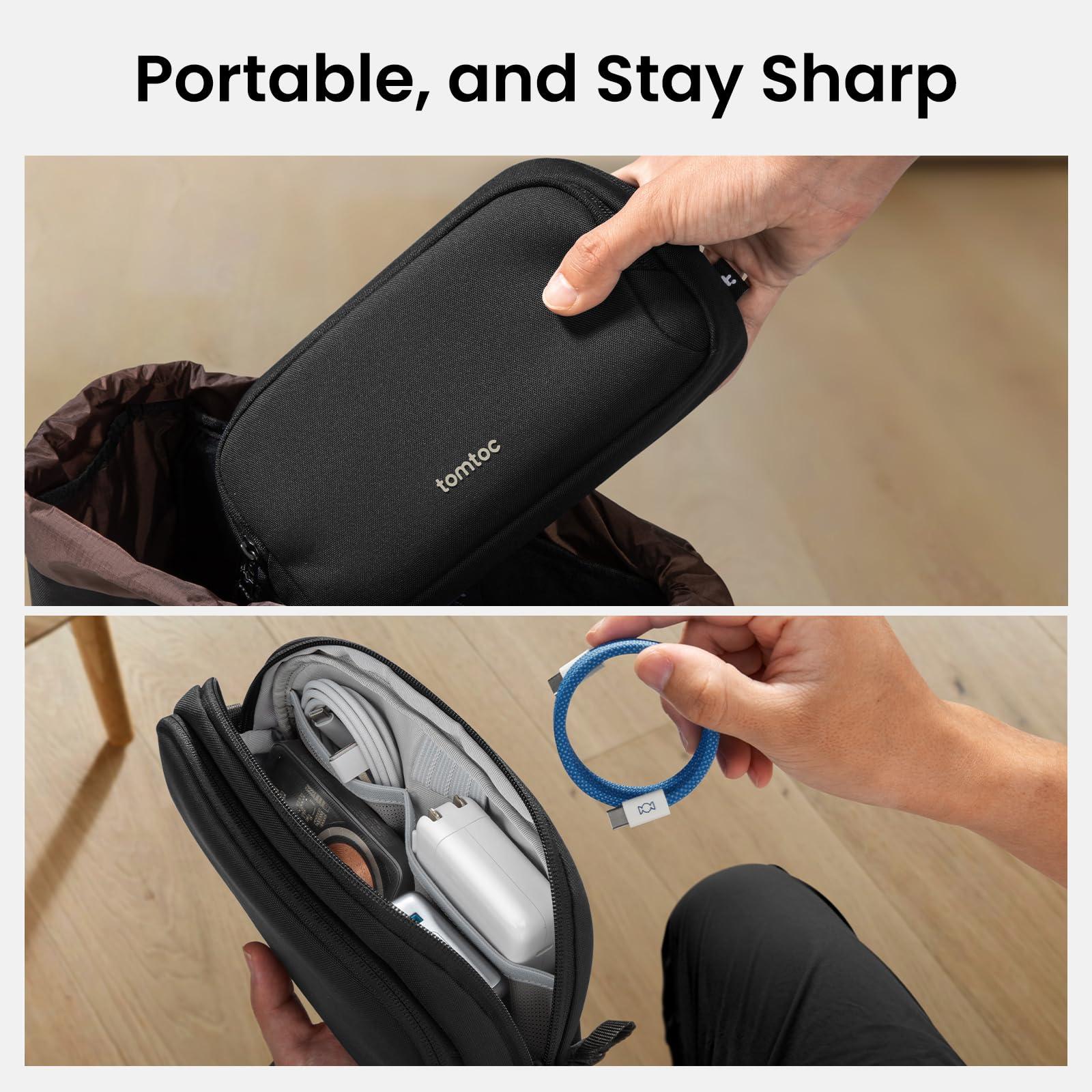 tomtoc Electronic Organizer Travel Case, Water Resistant Dual Compartment Tech Pouch Cable Organization Storage Bag for Charger, Cord, Phone, Hard Drive, Power Bank, Accessories Travel Essentials - Image 10
