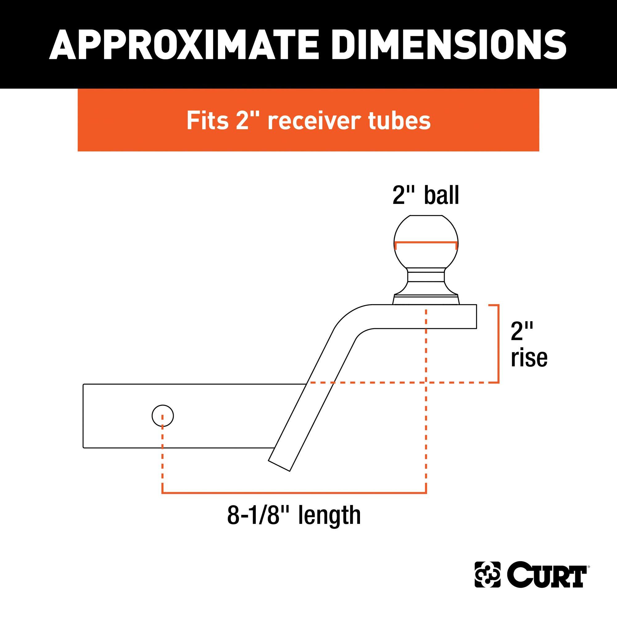 CURT 45155 Fusion Trailer Hitch Mount with 2-Inch Ball & Pin, Fits 2-In Receiver, 7,500 lbs, 2" Rise - Image 2