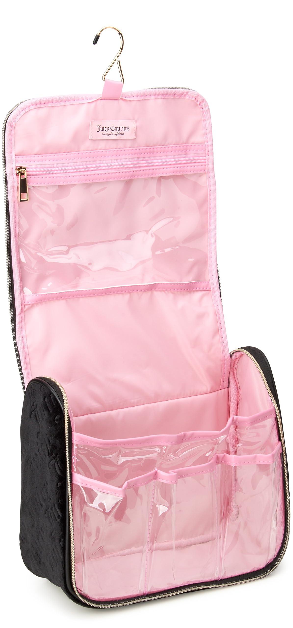 Juicy Couture Women's Cosmetics Bag - Hanging Travel Makeup and Toiletries Kit - Makeup Accessories Organizer Case with Hook, Size One Size, Black - Image 6