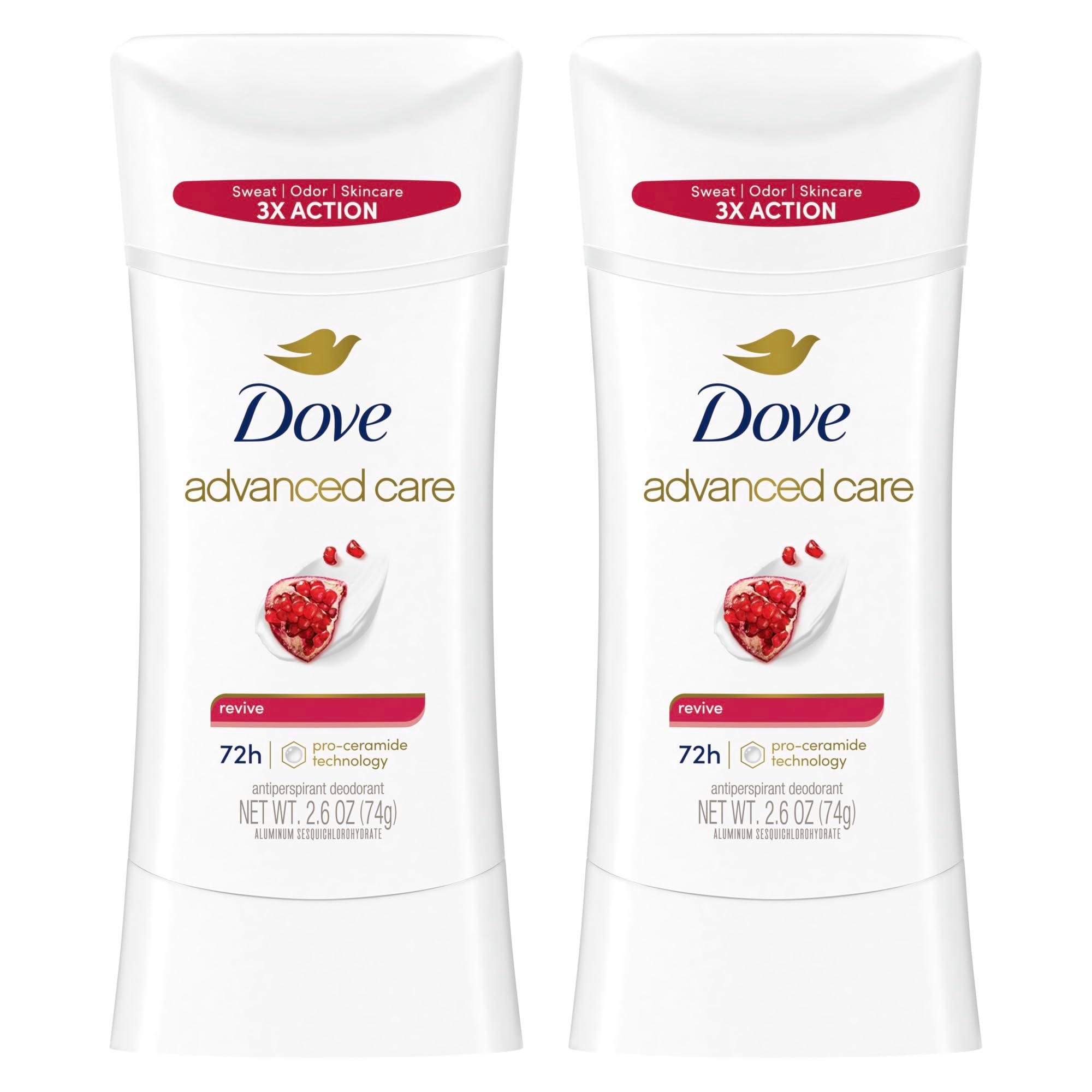 Dove Advanced Care Antiperspirant Deodorant for Women Twin Pack Revive 72 hour sweat and odor protection 2.6 oz