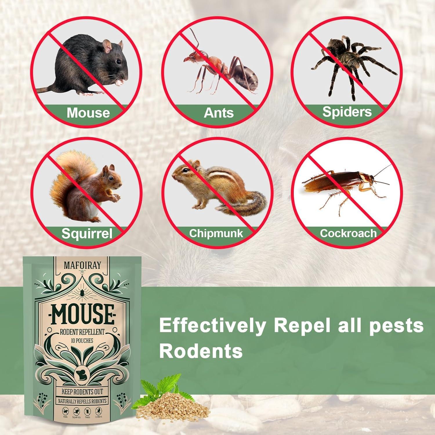 Rodent Repellent, Mouse Repellent Pouches Squirrel Repellent Natural Rodent Repelling, Eco-Friendly Peppermint Oil Outdoor to Keep Mice Out, Repel Mice from RV/Car/Garage/Home - Image 2