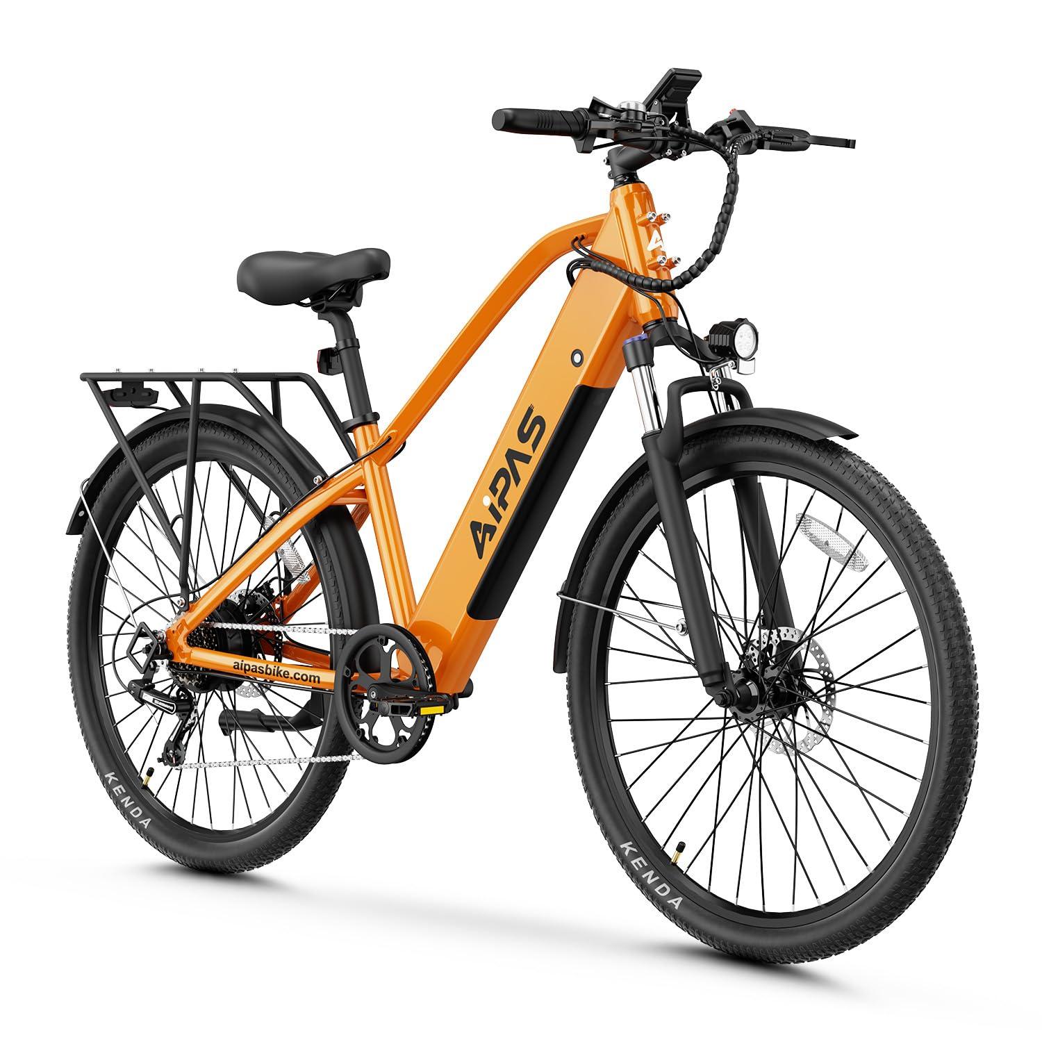 Aipas C2 Electric Bike for Adults, 1100W Peak Motor & 48V 11AH Battery Ebike, 26" Tire Electric Bike, 28MPH, 7-Speed, 62Miles Range with Charging Port