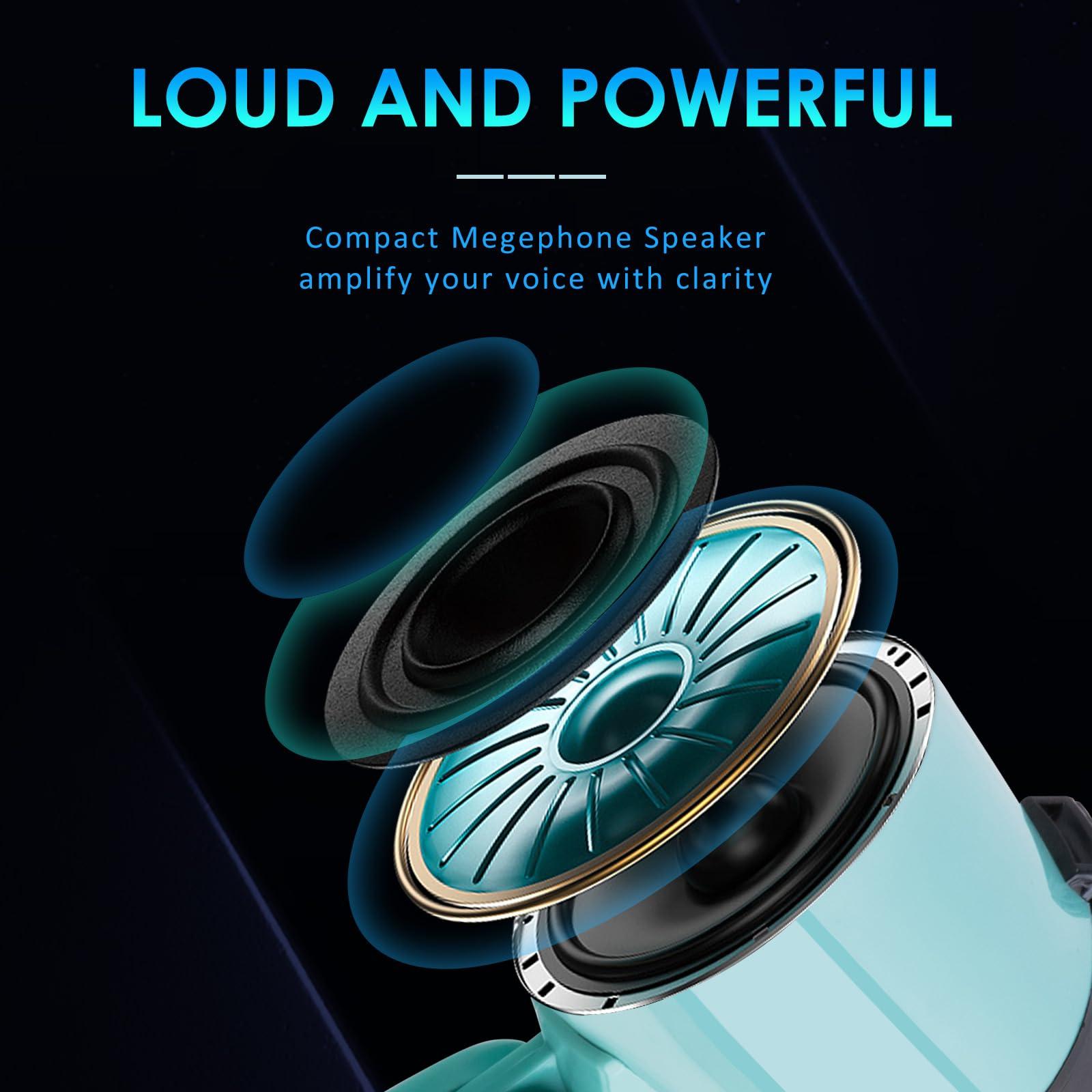 MyMealivos Portable Megaphone Bullhorn 20 Watt Power Megaphone Speaker Voice and Siren/Alarm Modes with Volume Control and Strap (Teal)… - Image 7