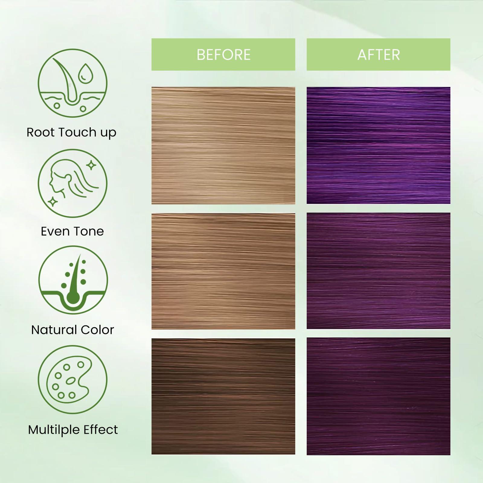 Fedulili Hair Dye Shampoo 3-in-1, Instant Natural Hair Color Treated Shampoo for Women Men Champu Para Canas Mujer Purple, Lasting 3-4 Weeks & Easy to Use & All Hair Types & Root Touch Up, 500ml - Image 6