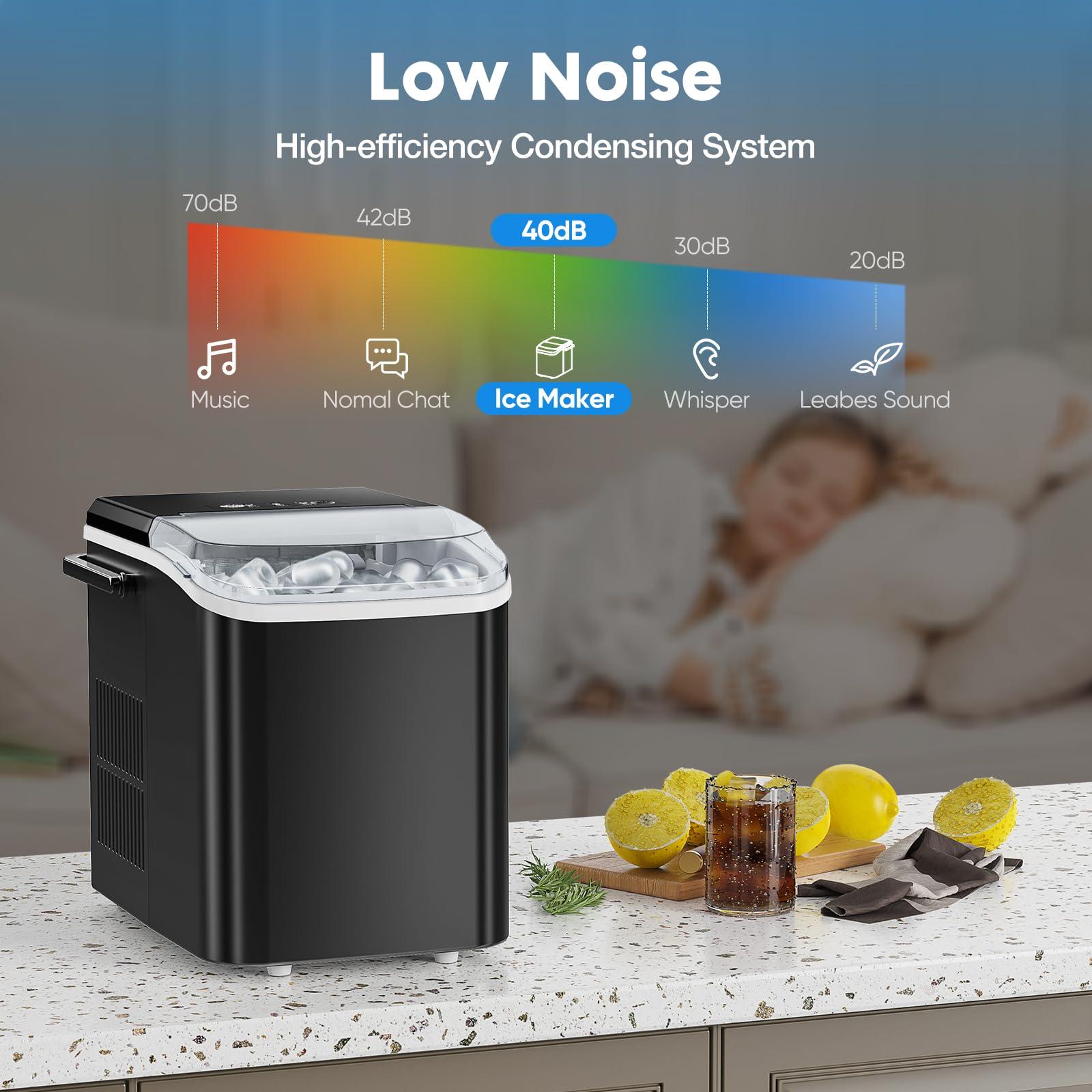 DUMOS Ice Maker Countertop Ice Machine Compact Size with Handle, 26lbs in 24Hrs, Black - Image 5