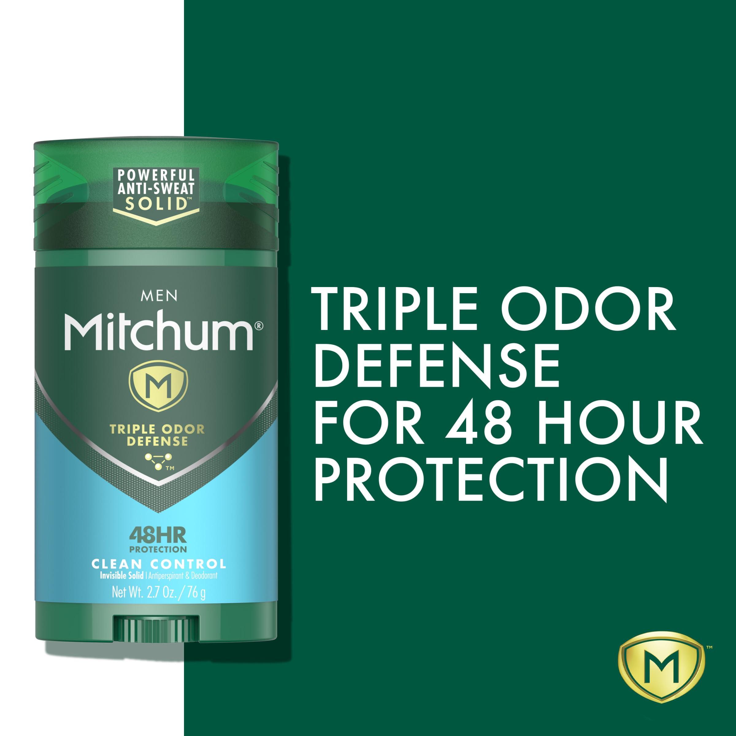 Mitchum Men's Deodorant, Antiperspirant Stick, Triple Odor Defense Invisible Solid, 48 Hr Protection, Dermatologist Tested, Clean Control, 2.7 Oz - Image 4