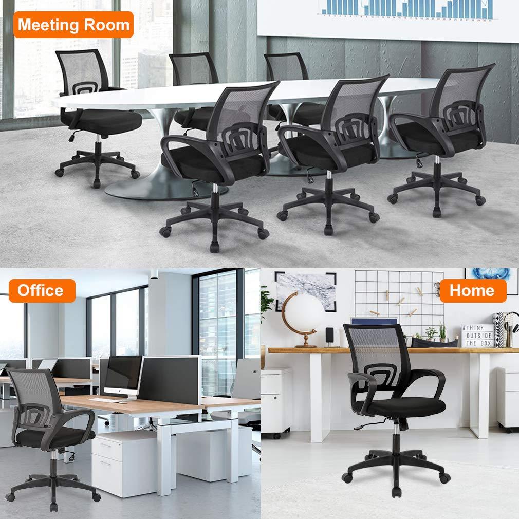 Home Office Chair Ergonomic Desk Chair Mesh Computer Chair with Lumbar Support Armrest Executive Rolling Swivel Adjustable Mid Back Task Chair for Women Adults, Black - Image 7