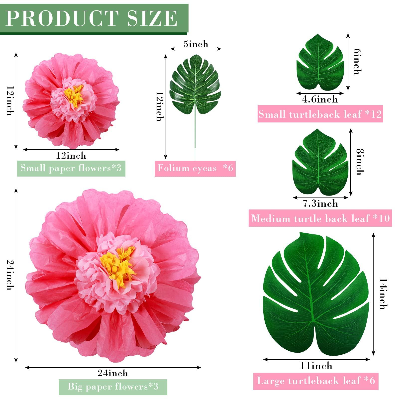 Canlierr 40 Pack Tropical Party Decorations Supplies Large Tissue Paper Hibiscus Flowers Faux Palm Leaves Set for Hawaiian Luau, Safari, Mexican Fiesta, Birthday Parties - Image 3