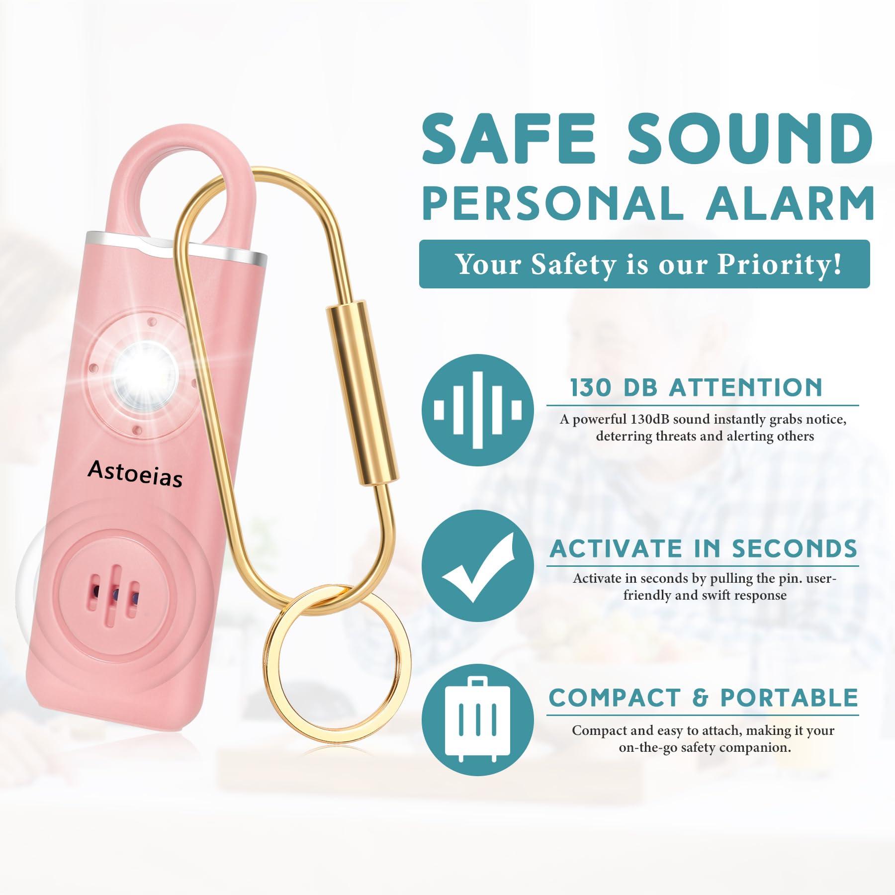 Rechargeable Personal Safety Alarm for Women，Extra Large Strobe LED Light Personal and 130dB Siren，Personal Emergency Security Safe Devices Key Chain Alarms for Women Kids Elderly (Pink) - Image 5