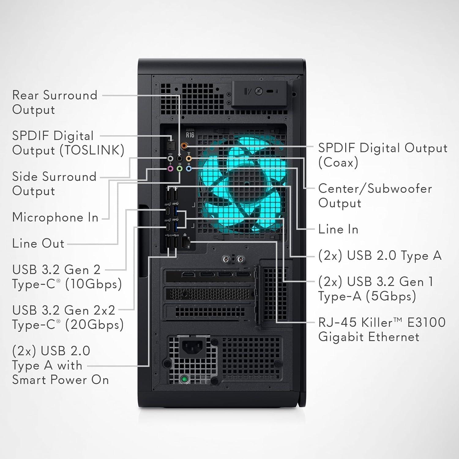 Alienware Aurora R16 Gaming Desktop - 24-core i9-13900F, NVIDIA GeForce RTX 4070, 64GB DDR5 RAM, 4TB SSD, 1TB HDD, Windows 11 Pro, Bundle JAWFOAL Accessories - Image 6