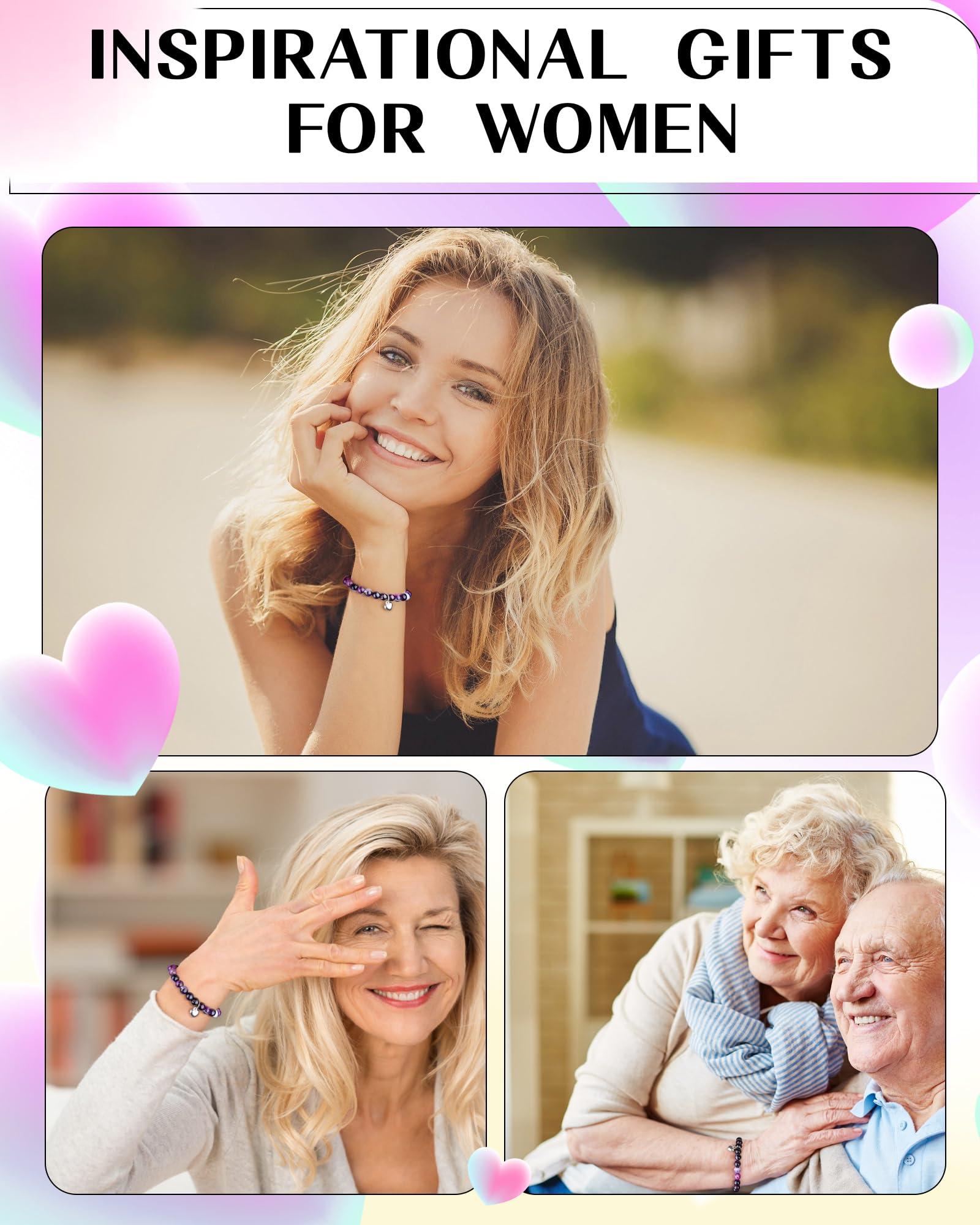 SUPHELPU Amethyst Bracelet for Women Trendy, Breast Cancer Self Care for Woman, Get Well Gift for Women after Surgery, Relaxation Stress Relief Anxiety Feel Better Sympathy Inspirational Purple Gifts - Image 7