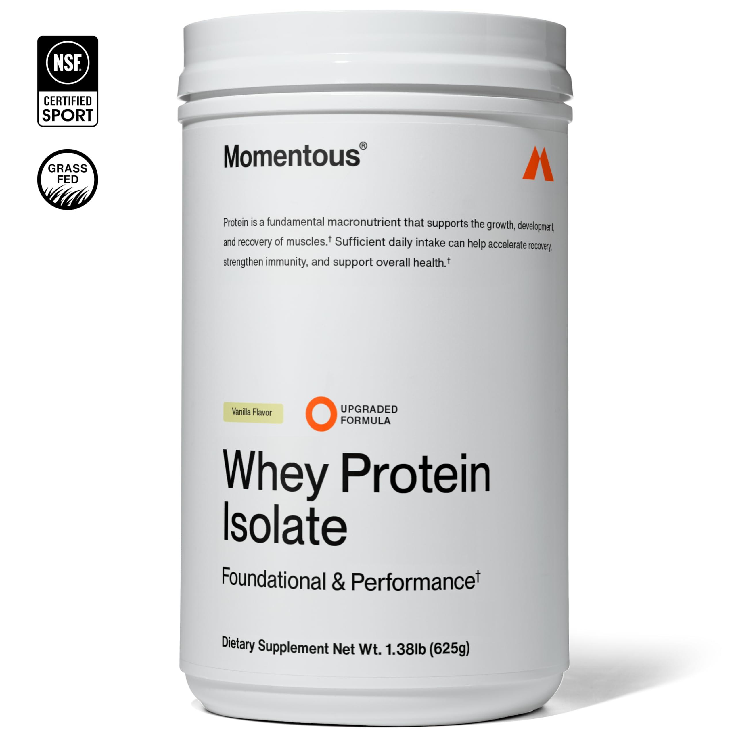 Momentous Essential Grass-Fed Whey Protein Powder - 20g Whey Isolate Protein - NSF Certified, Gluten-Free, 24 Servings for Essential Everyday Use, Vanilla (Package May Vary) - Image 2