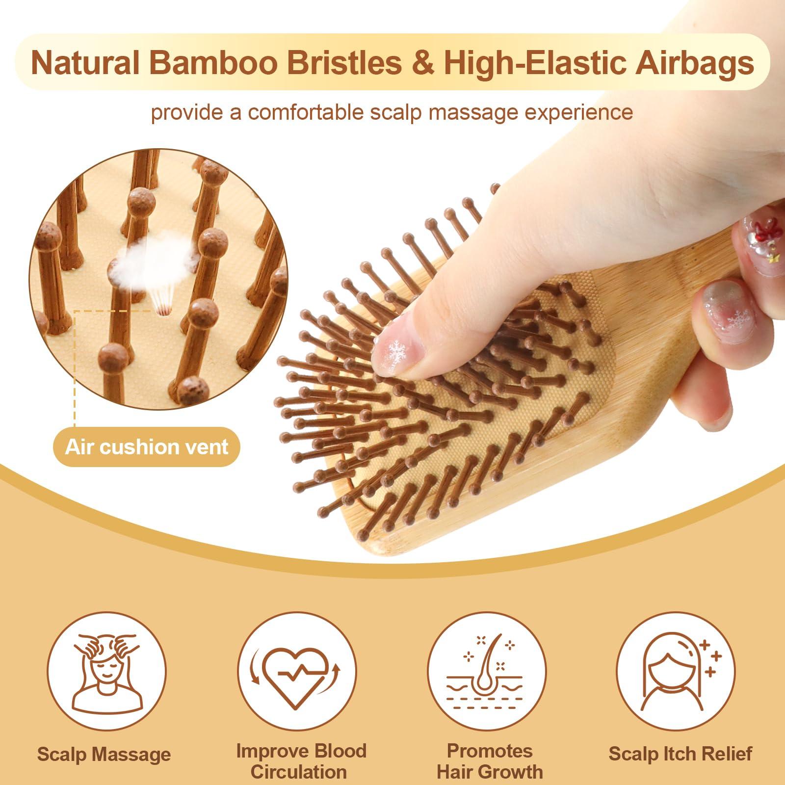 Arshray Wooden Bamboo Hair Brush with Wooden Handle and Bamboo Bristles,Reduces Static,Ideal for Dry,Curly,Thick,Thin and Straight Hair - Image 4