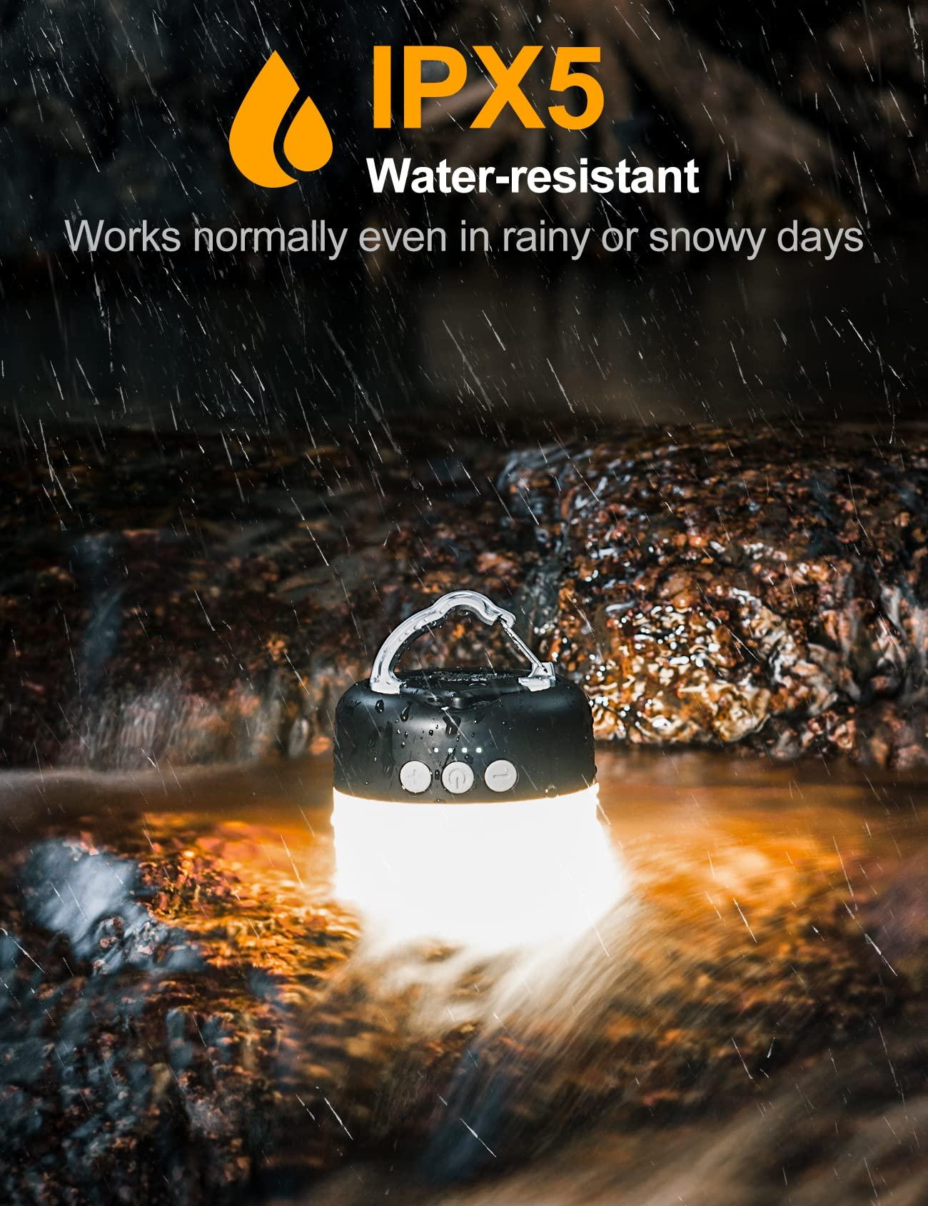 LED Camping Lantern Rechargeable 1000LM, Up to 300H Running Time Camping Tent Light, 6700mAh Emergency Hanging Light for Hurricane, Power Outages, Home, Hiking, Water-Resistant, Black - Image 5