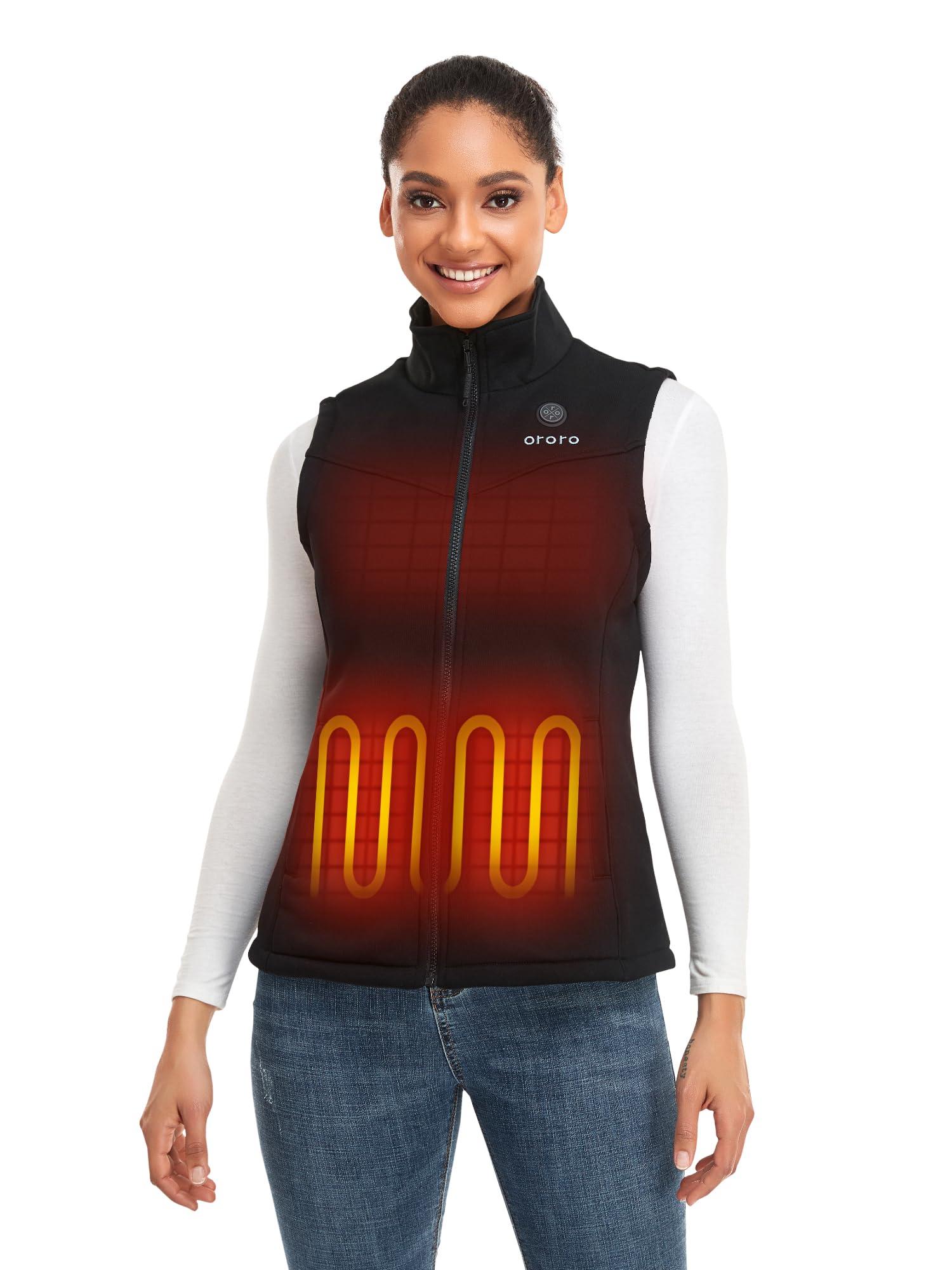 ORORO Women's Heated Fleece Vest with Battery, Lightweight Heating Vest Fleece (Charger Not Included)