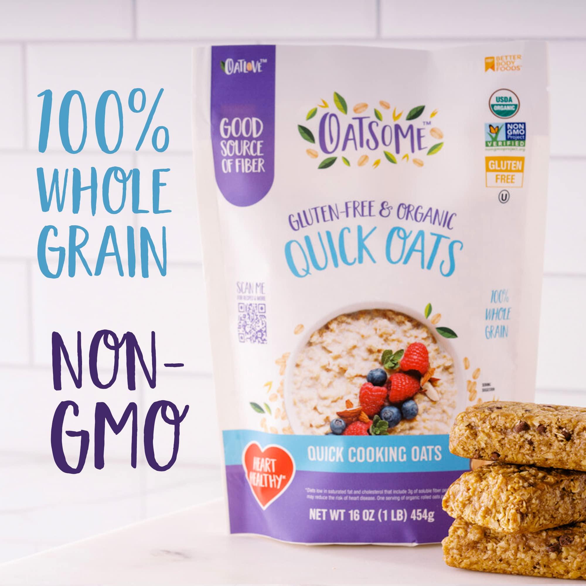 Oatsome Organic Quick Oats, 1lb Bag – Gluten-Free, Whole Grain Oats for Oatmeal, Baking, & Granola - Image 2