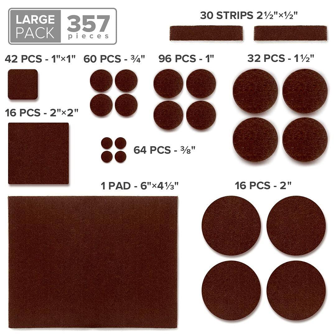 X-PROTECTOR 357 pcs Premium Huge Pack Felt Furniture Pads! Quantity of Furniture Sliders with Many Big Sizes – Your Ideal Floor Protectors. Protect Your Hardwood & Laminate Floor! - Image 5