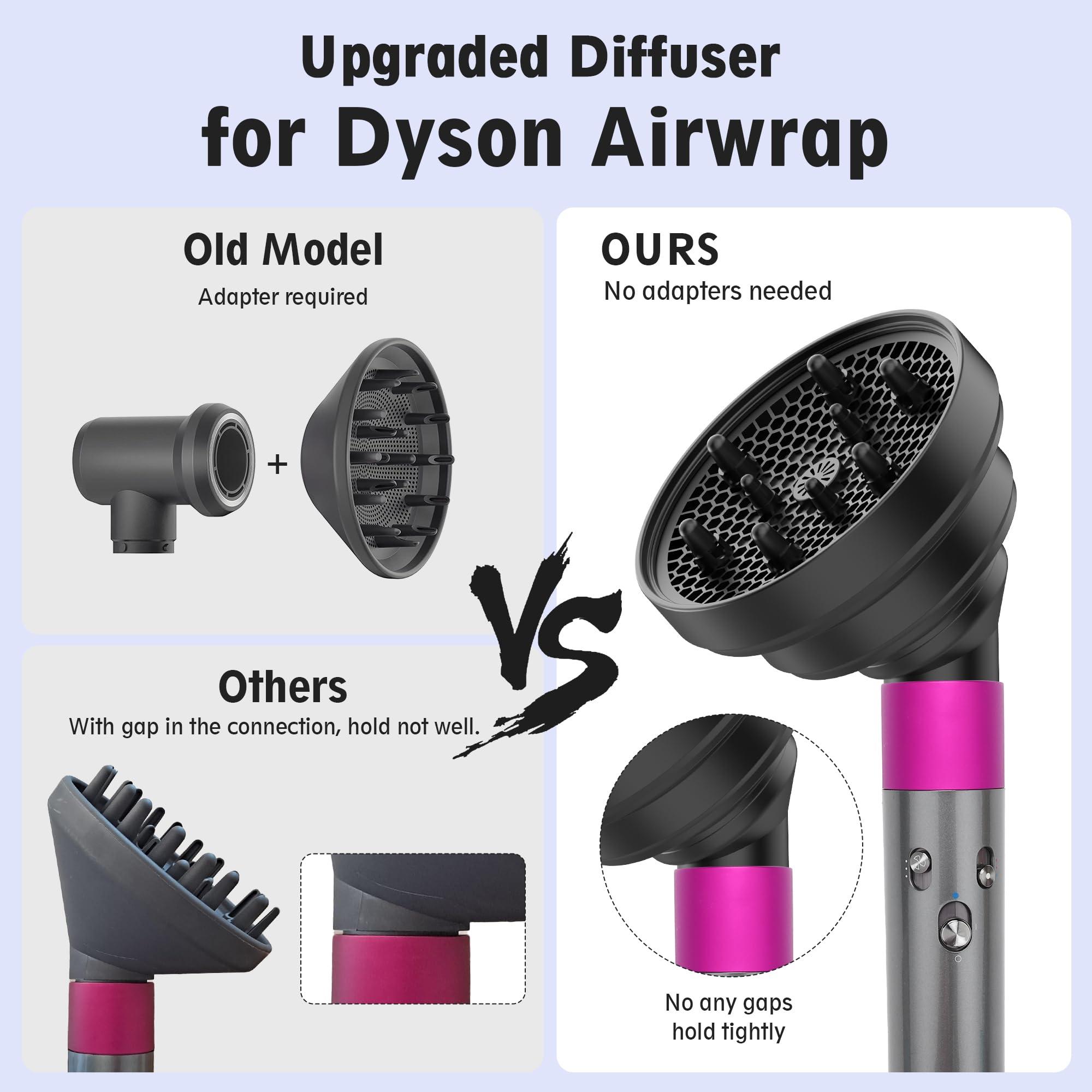 KingKam Upgraded Diffuser Attachment for Dyson Airwrap, Collapsible Foldable Hair Diffuser Nozzle for Airwrap, Converts for Dyson Airwrap to Hair Dryer, Travel and Portable - Black - Image 2
