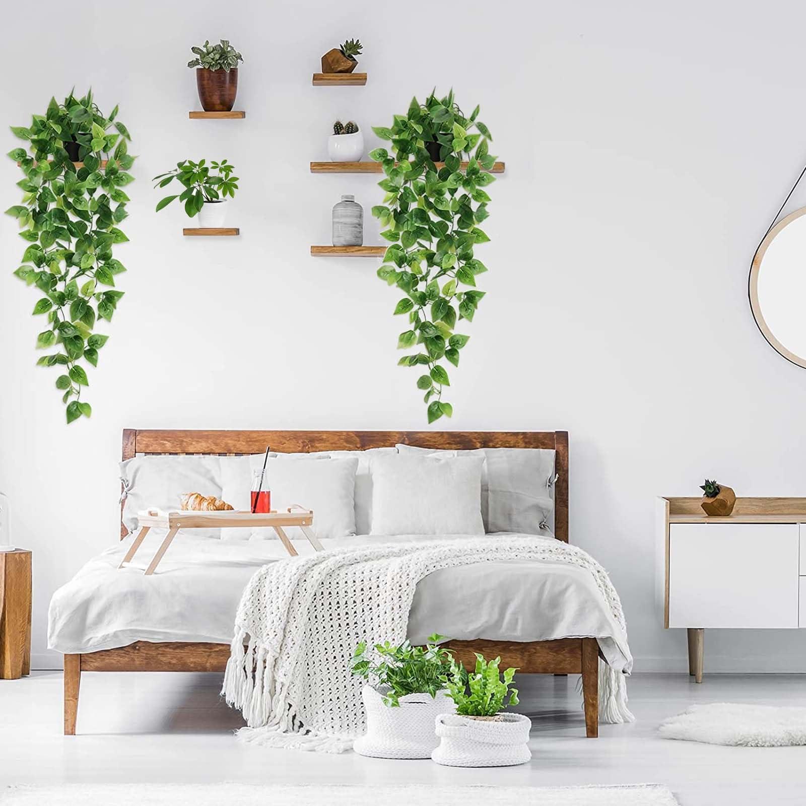 BLEUM CADE Fake Hanging Plants, 2pcs Artificial Hanging Plant, Faux Pothos Vines Hanging Plant Greenery for Wall Home Living Room Indoor Outdoor Decor (No Baskets) - Image 2