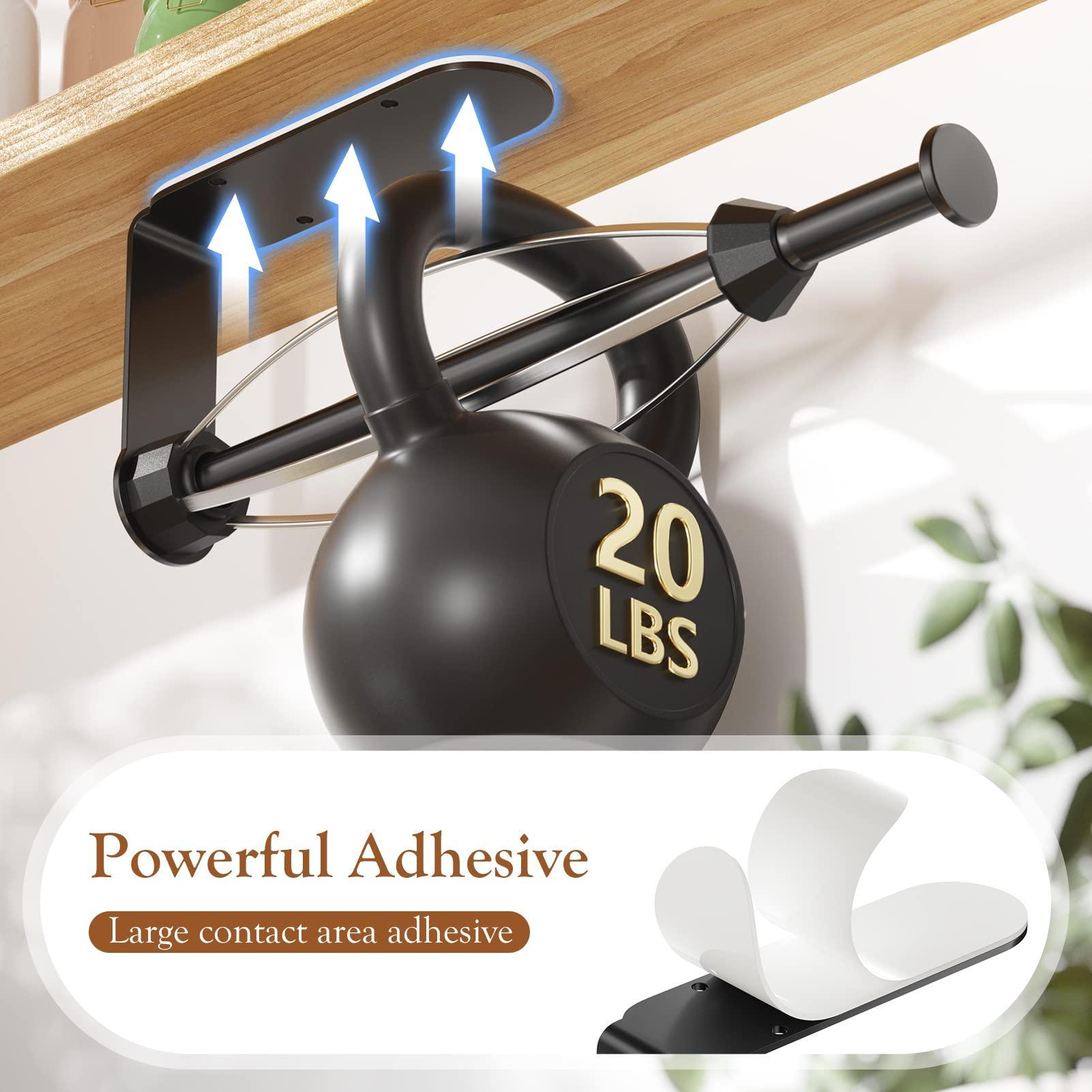 Paper Towel Holder Under Cabinet, Single Hand Operable Wall Mount with Damping Effect, Self-Adhesive or Drilled Paper Roll Holders for Kitchen, Bathroom, RV(2 Towel Robe Hooks) - Image 5