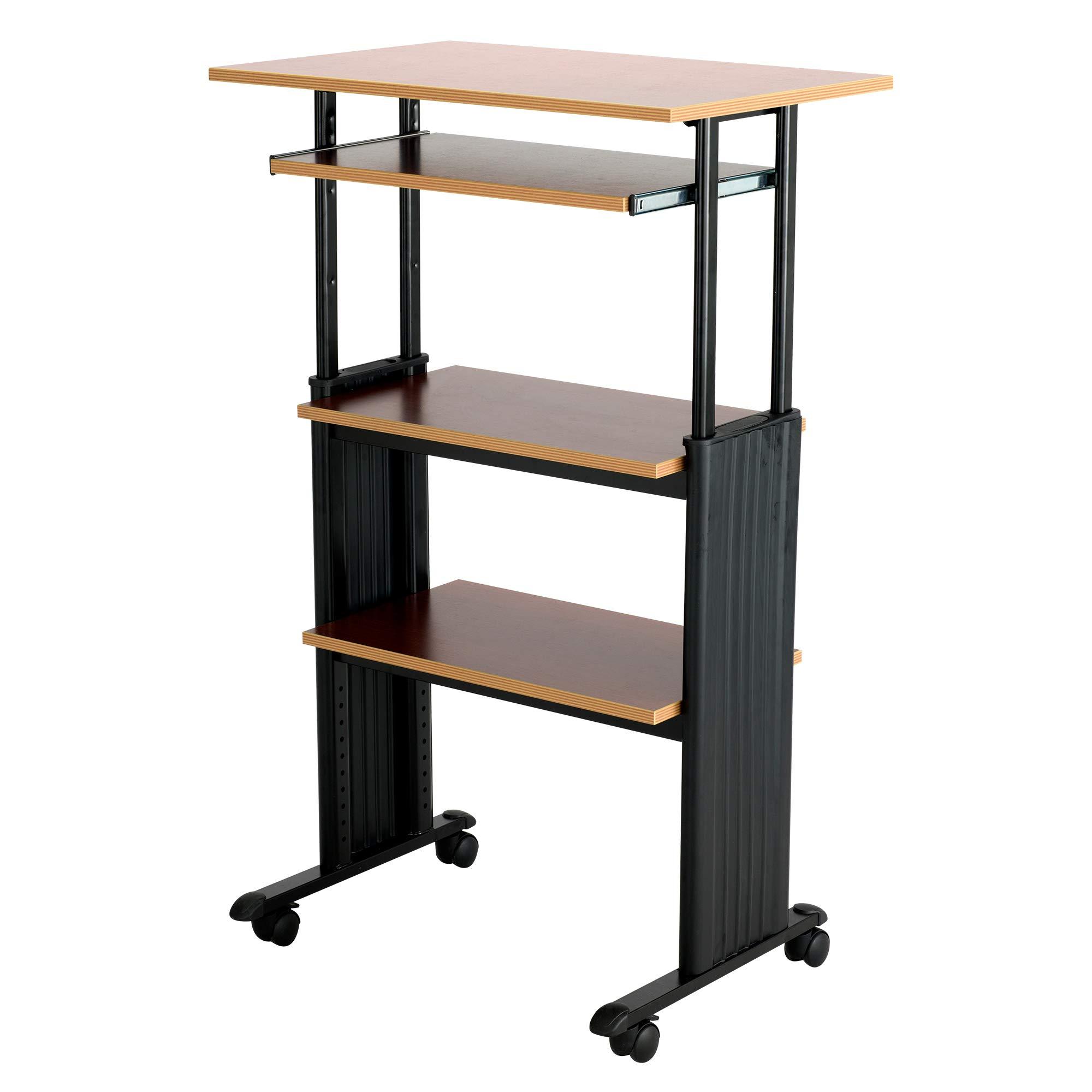 Safco 1929CY MUV Mobile Stand-Up Height-Adjustable Desk,Keyboard Storage, Steel Frame Construction, Durable Melamine Laminate Work Surface, 4 Wheels, Narrow Design - Image 5