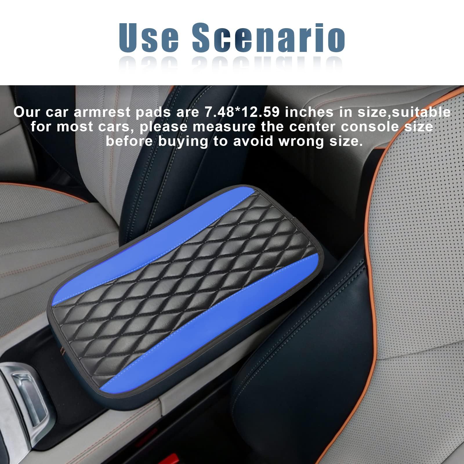 Car Center Console Cover, Universal Leather Waterproof Armrest Seat Box Cover Protector, Comfortable Car Decor Accessories Fit for Most Cars, Vehicles, SUVs -Blue - Image 6