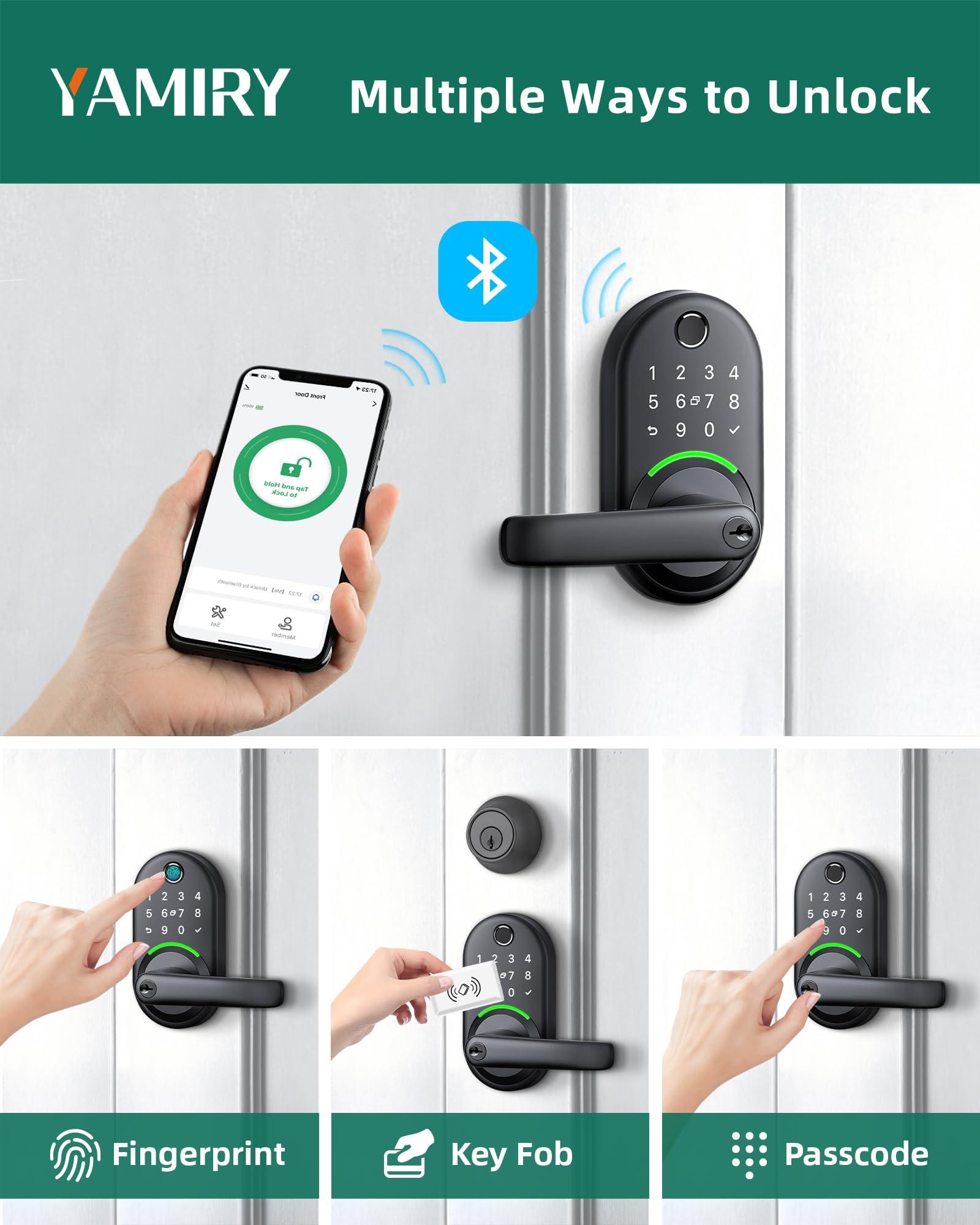 Smart Door Handle Lock with Keypad: Yamiry Fingerprint Smart Knob - Keyless Entry Digital Lock for Front Door - Deadbolt with APP - Generate Passcode Remotely - DIY Installation - Image 2