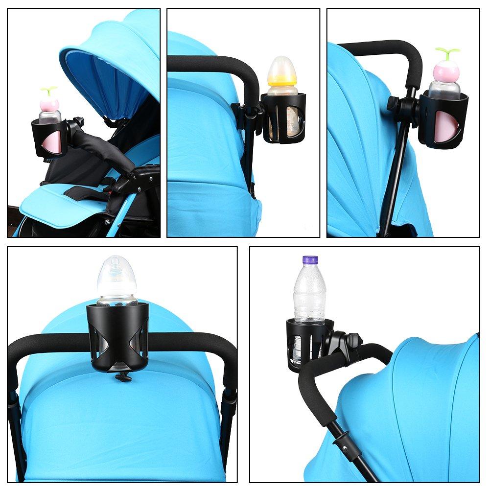Accmor Stroller Cup Holder, Universal Cup Holder, 360° Rotatable Large Caliber Designed Bottle Cage for Bike, Stroller, Wheelchair, Walker, Scooter, Black - Image 7