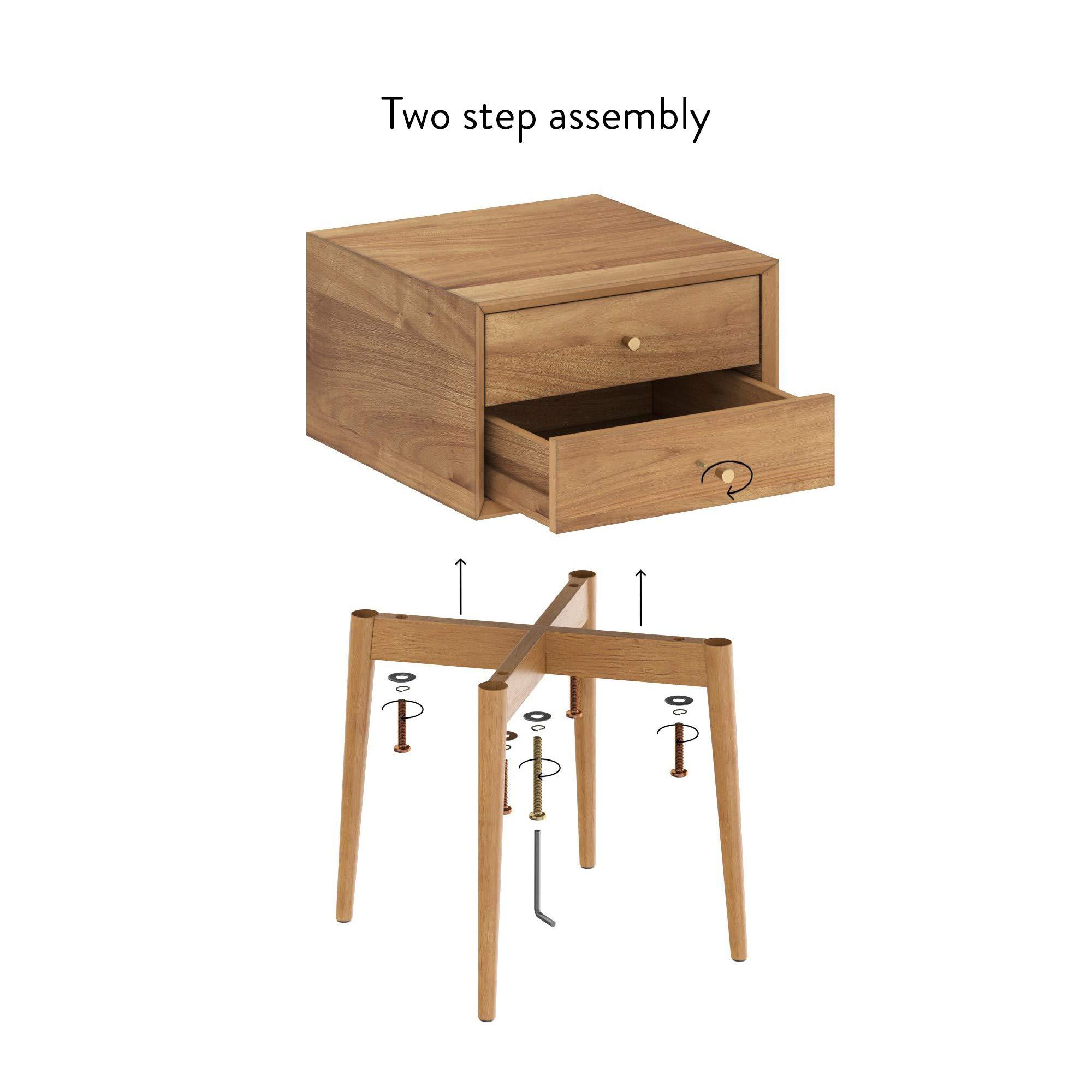 Nathan James 32704 Harper Mid-Century Oak Wood Nightstand with 2-Drawers, Small Side End Table with Storage, Brown - Image 6