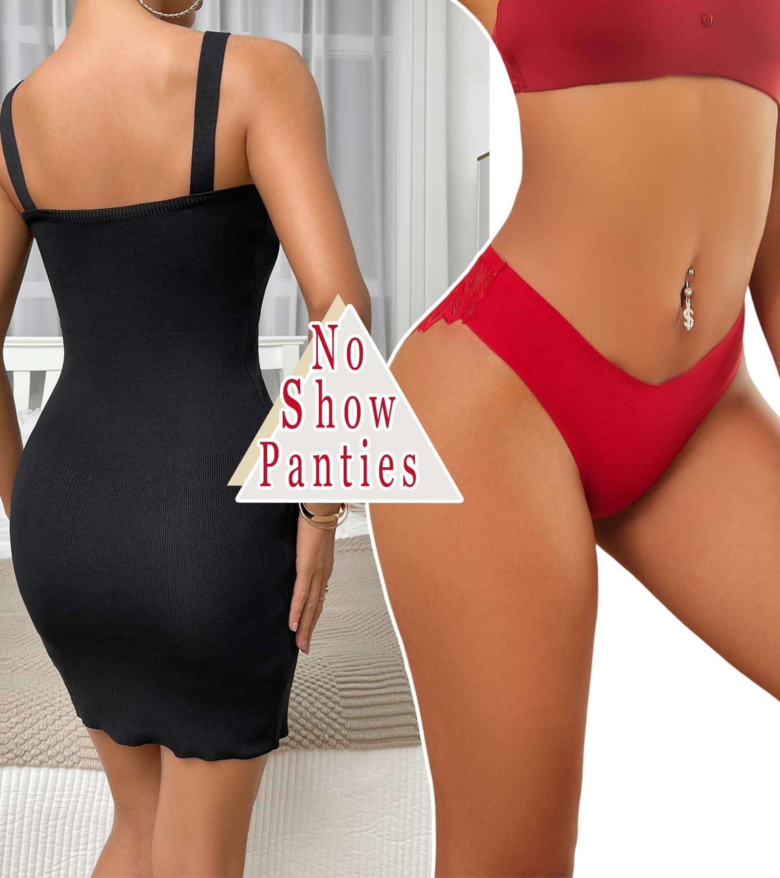 FINETOO 6 Pack Sexy Underwear for Women Silky Seamless No Show Panties Ladies Lace Bikini Lightweight Cheeky Hipster - Image 3