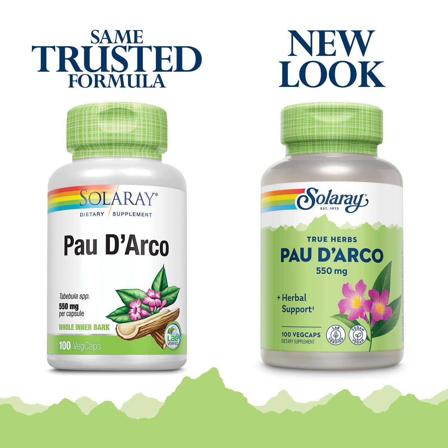 Solaray PAU D'arco Inner Bark Capsules, 510 mg | 33 Servings, 100 Count - Image 3