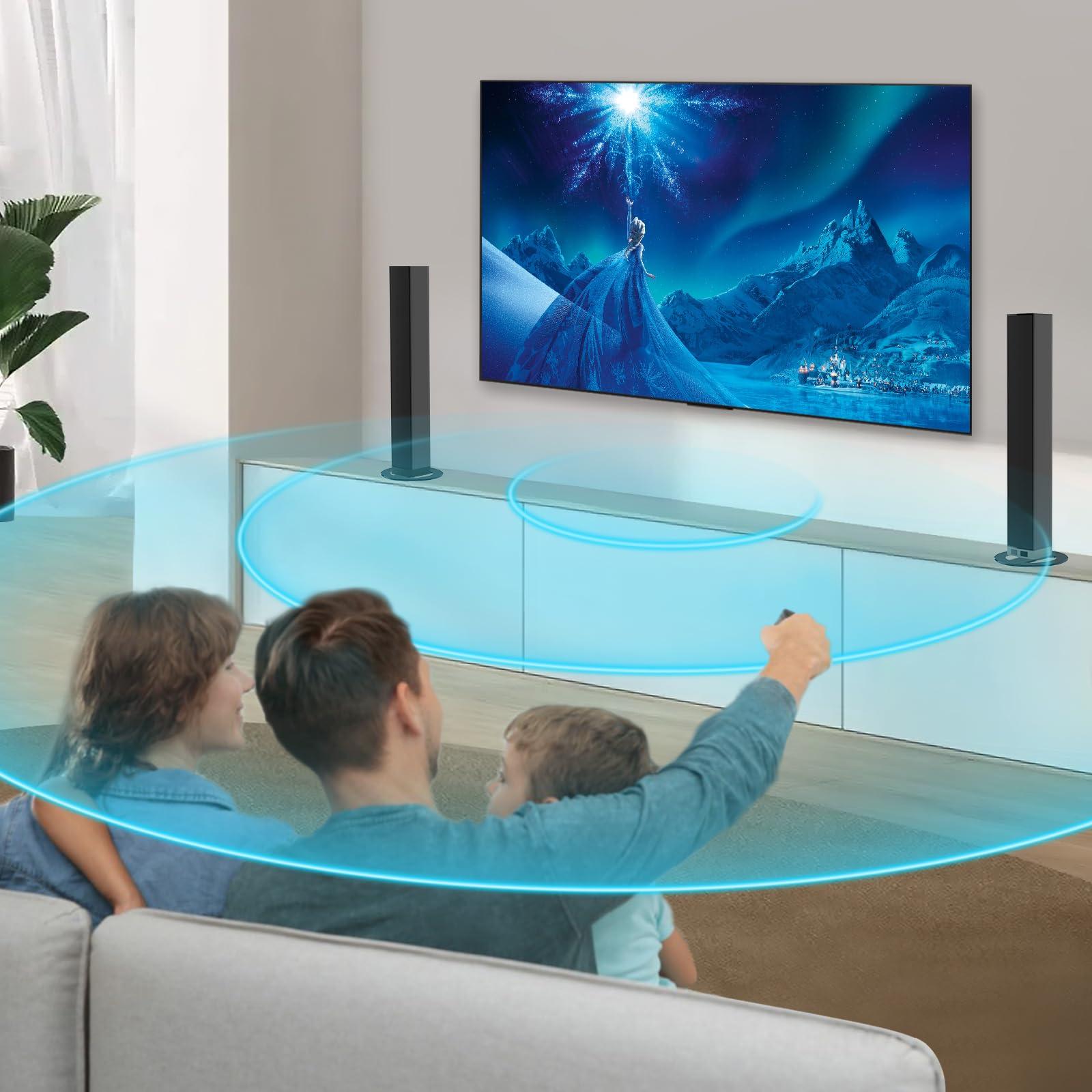 MZEIBO Sound Bar for Smart TV, 80W Bluetooth Soundbar 2 in 1 Detachable Design, Deep Bass, Home Theater Surround Sound, ARC/Optical/AUX Connections for TV/PC/Gaming/Projectors - Image 7