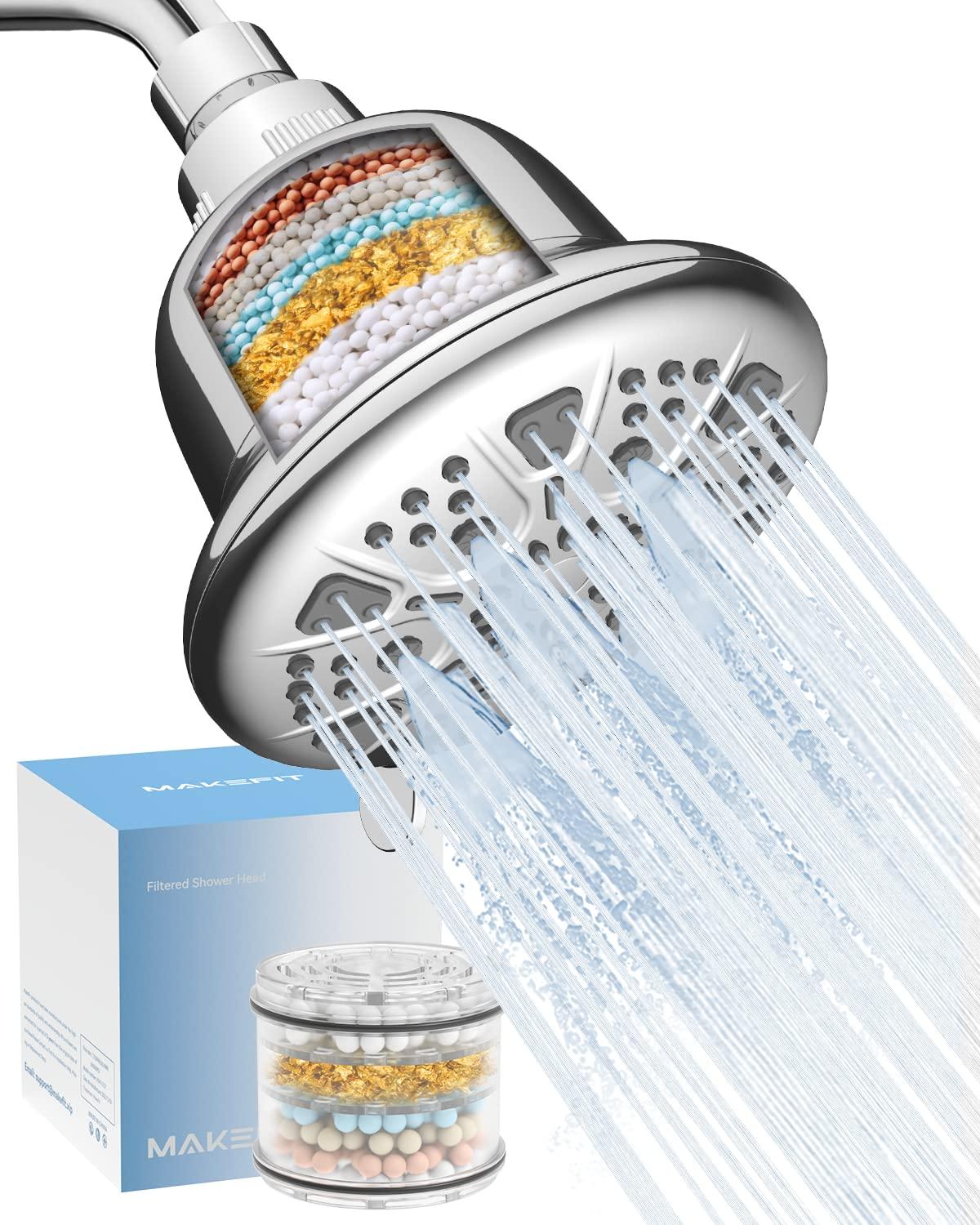 MakeFit Filtered Shower Head - High Pressure Shower Head with Filter for Hard Water Softener - 7 Settings Bathroom Rain Showerhead to Remove Chlorine and Heavy Metals (Chrome) - Image 8