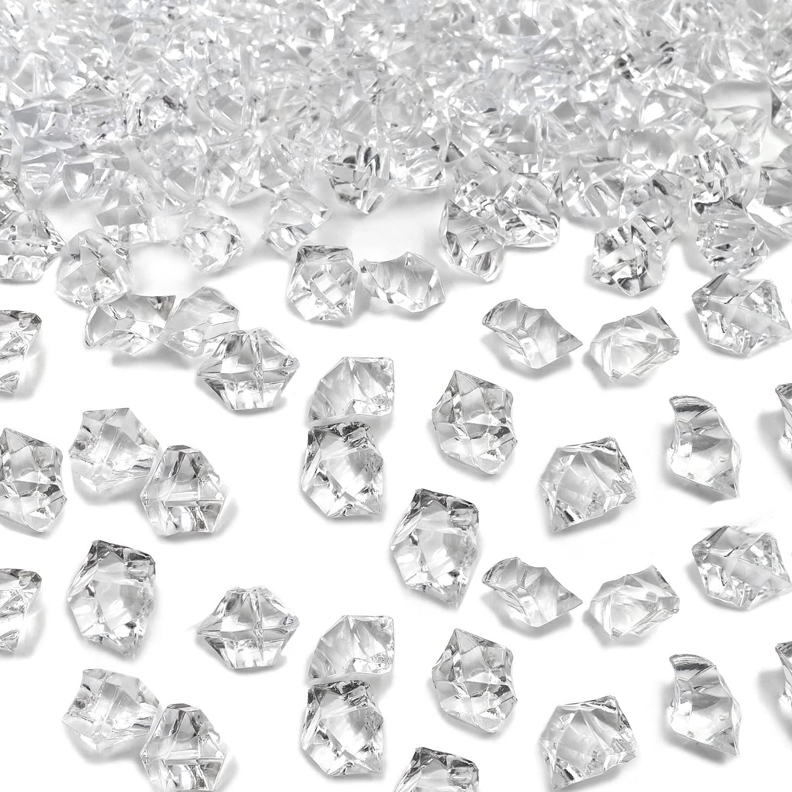 LYFJXX Fake Ice Cubes, 1000 Pcs Acrylic Ice Rocks for Centerpieces, 11 * 14 mm Artificial Ice Table Scatter, Fake Crushed Ice Acrylic Vase Fillers Christmas Decorations