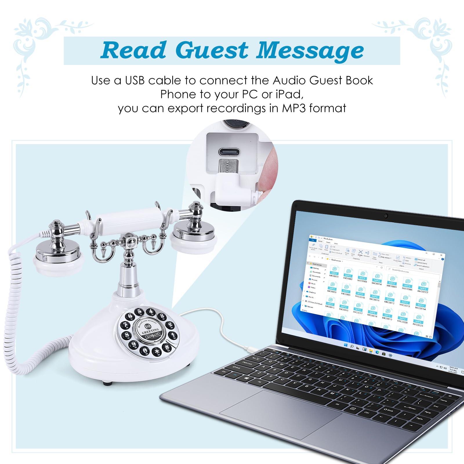 Audio Guest Book Wedding Phone (White) - Image 5