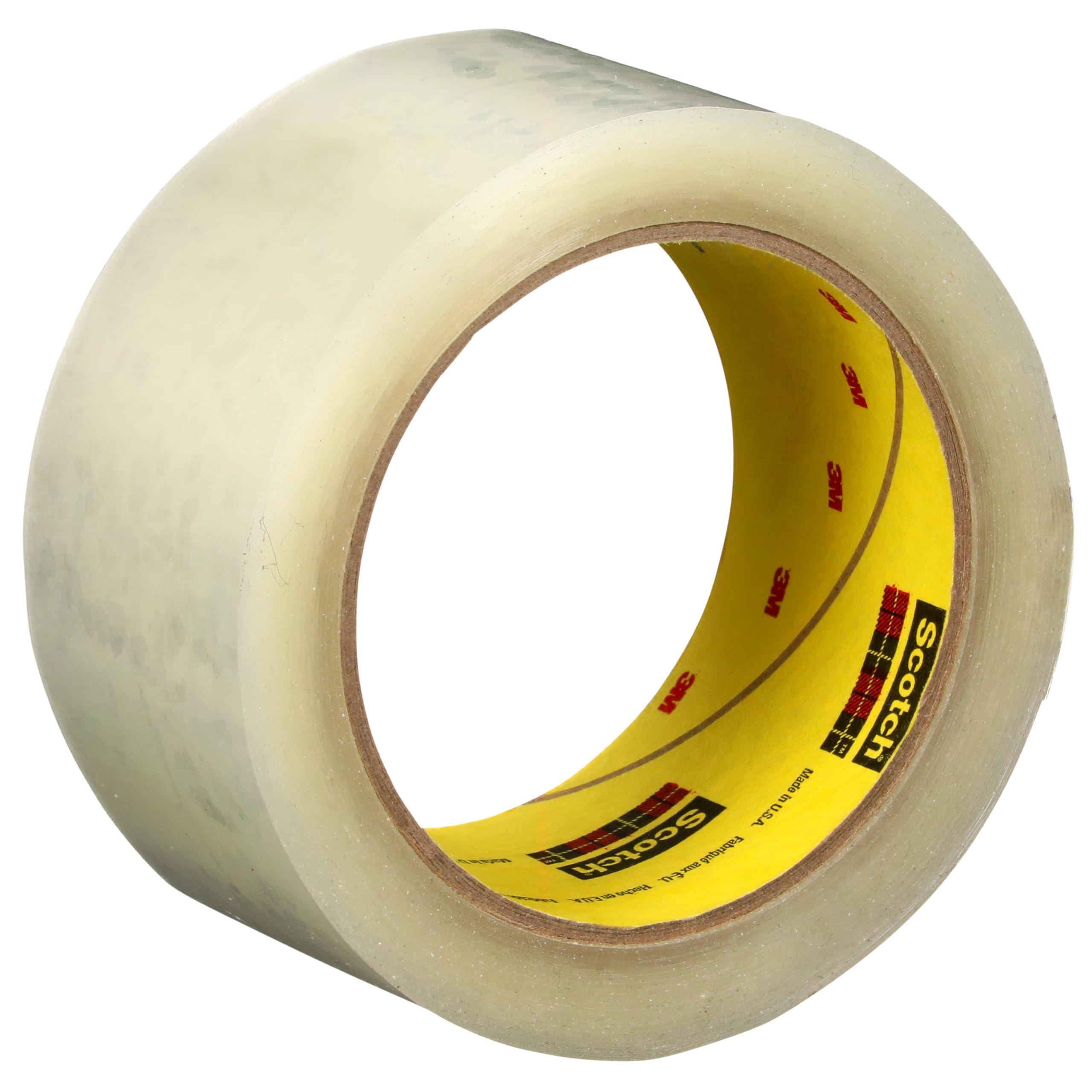 3M Scotch High Tack Box Sealing Tape 375+, Film Backing with Synthetic Rubber Adhesive, Clear Color, 72 mm x 50 m, 24/Case - Image 1