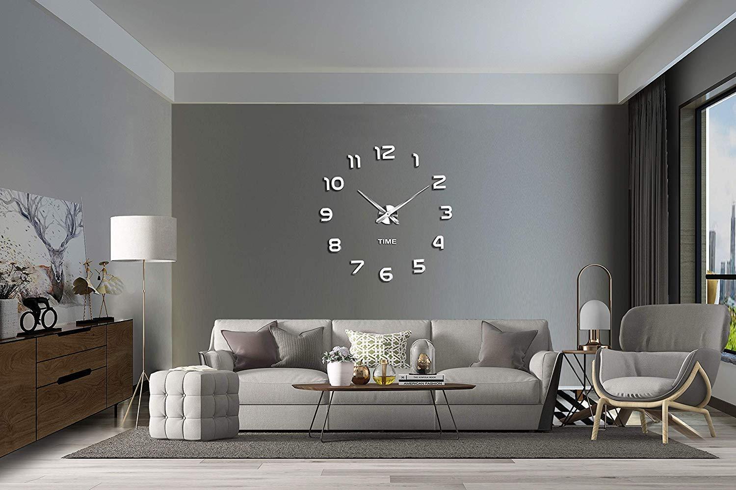 VANGOLD Frameless DIY Wall Clock 3D Mirror Wall Clock Large Mute Wall Stickers for Living Room Bedroom Home Decorations - Image 2
