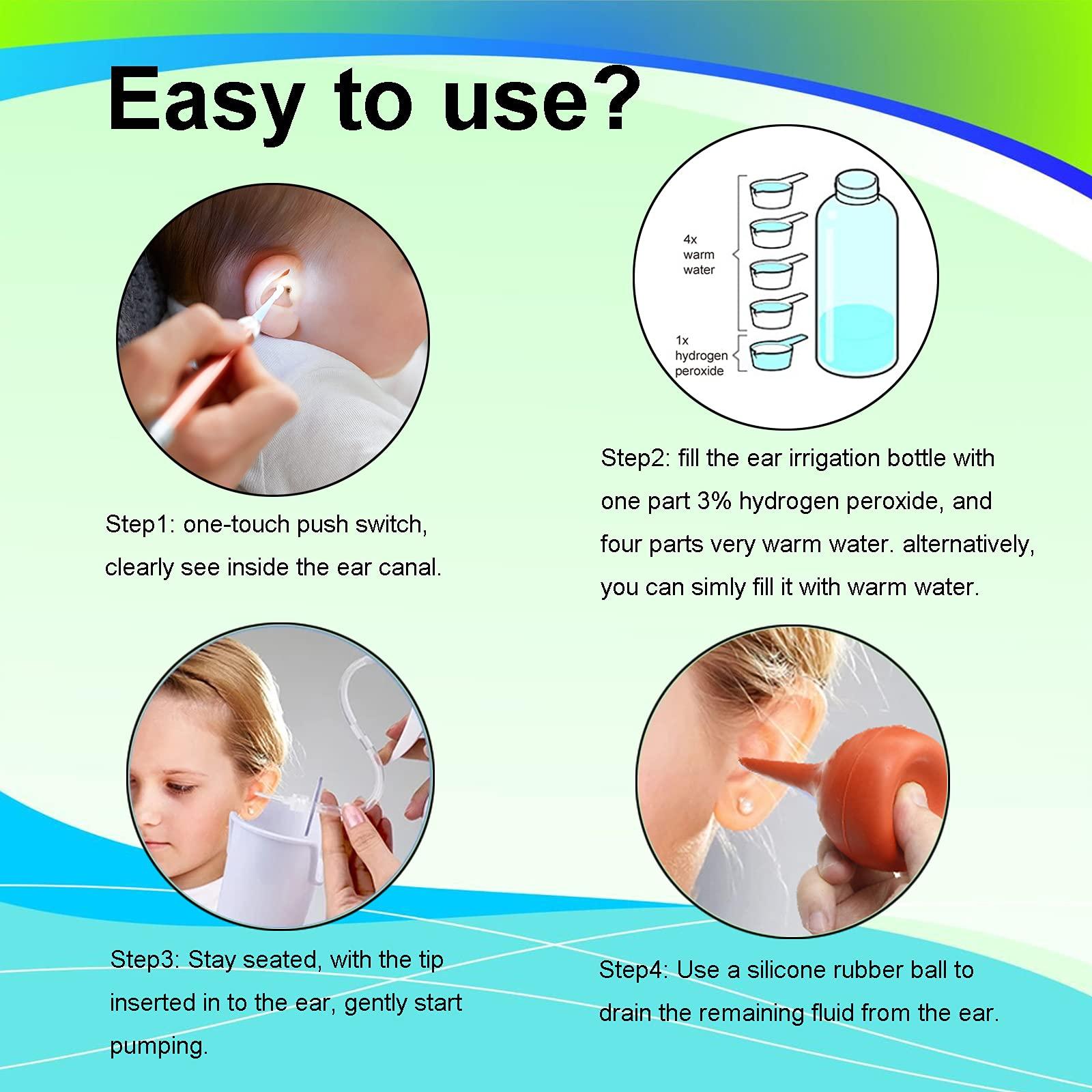 Ear Wax Removal Tool, Ear Cleaning Kits Safe Ear Irrigation Kit Ear Flush Kit for Adults Kids, Ear Wax Washer Device with LED Earwax Spoon, Basin, Bulb, Curette Kit, Towel, Tips, Storage Box White - Image 6