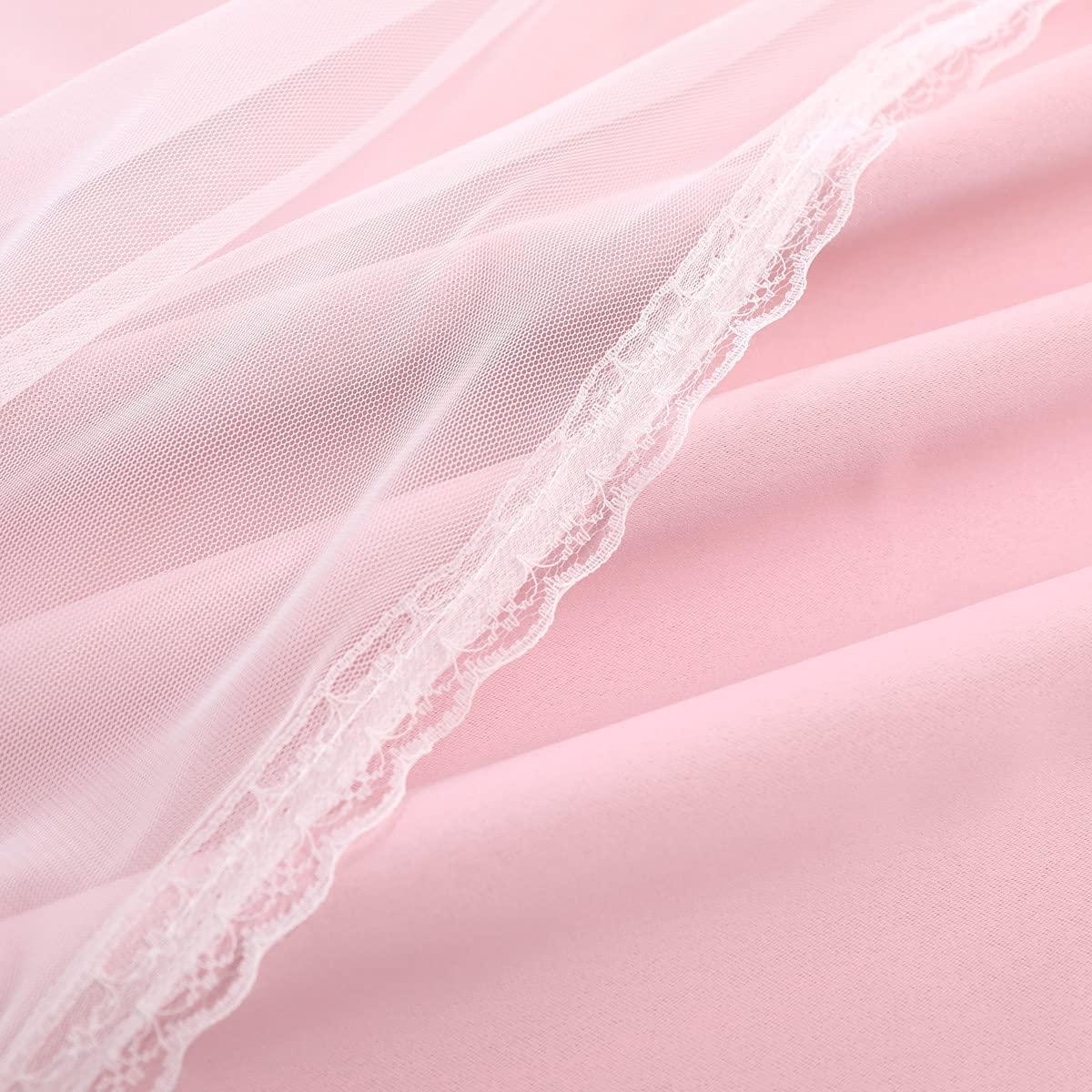 SOFJAGETQ Double Layered Blackout Pink Curtains 2 Panels - Princess Draperies for Girl's Bedroom Living Room Nursery Pink Lace Hem Room Darkening Curtains, 52x84 inches - Image 7